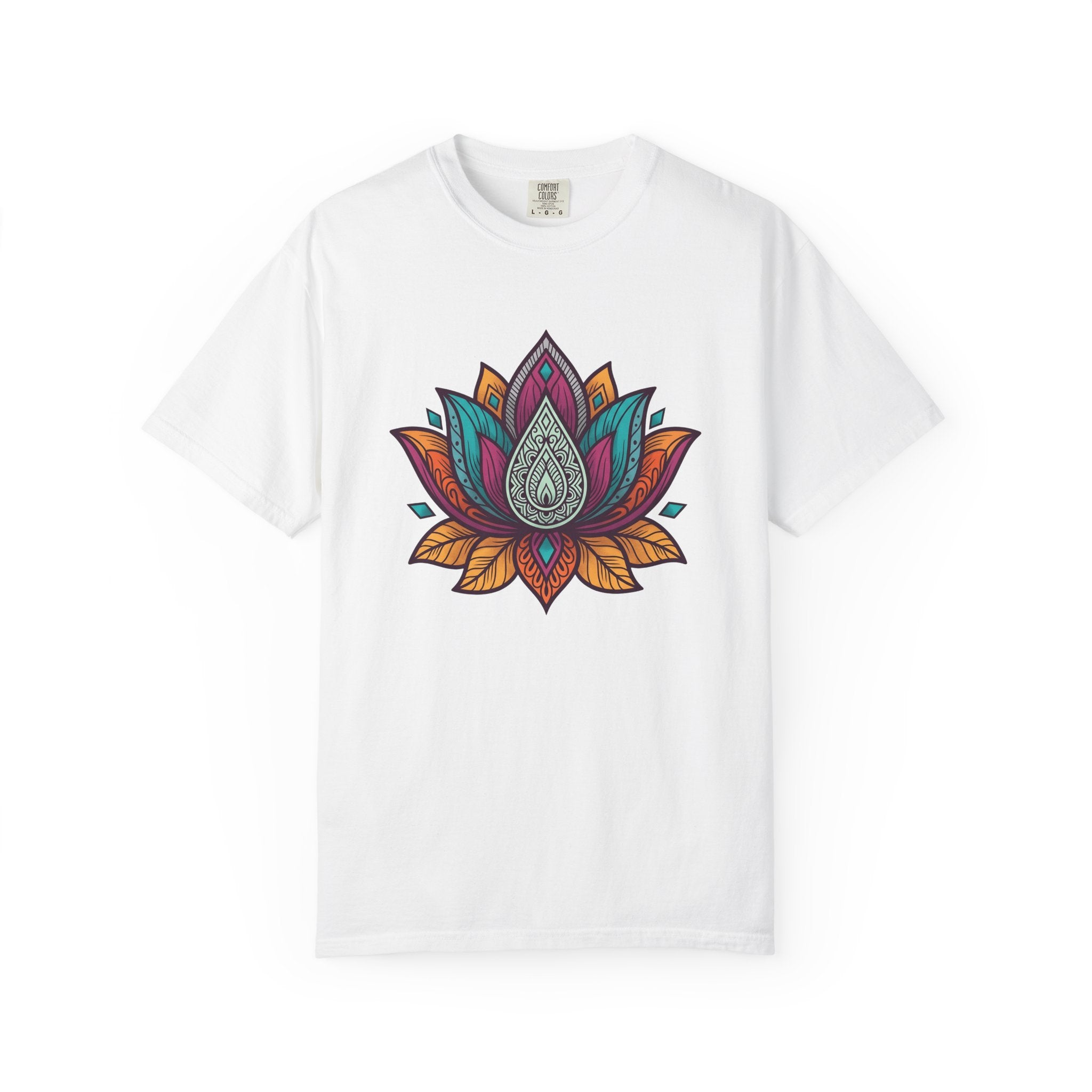 Mandala Lotus Shirt Boho Chic Yoga Gift Women Boho Tee Sacred Symbol T-Shirt Hippie Enthusiast Bohemian Tshirt Meditation Graphic Colorful