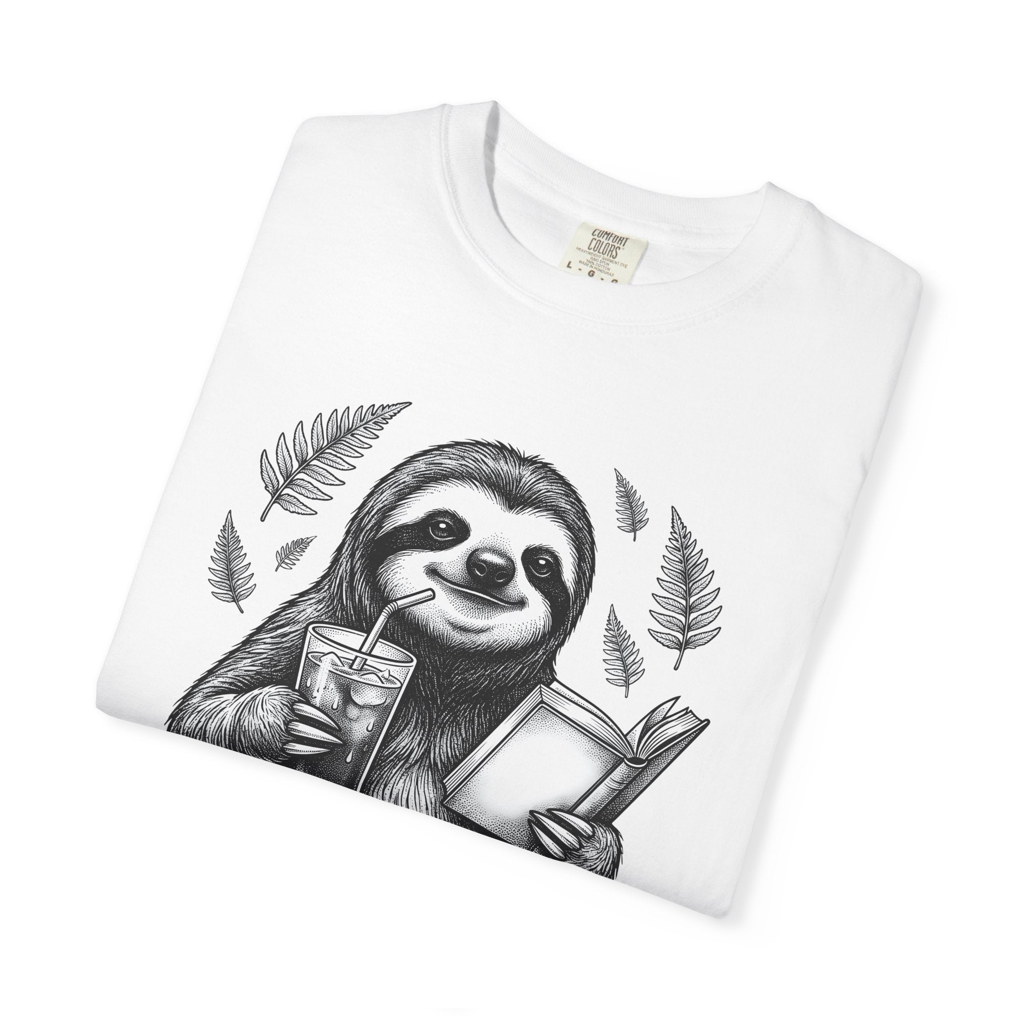 Slow Sloth Shirt Animals Satire Gift Women Line Art Tee Sloth T-Shirt Wildlife Fan Minimalist Tshirt Parody Graphic Aged Palm Leaves Tshirt