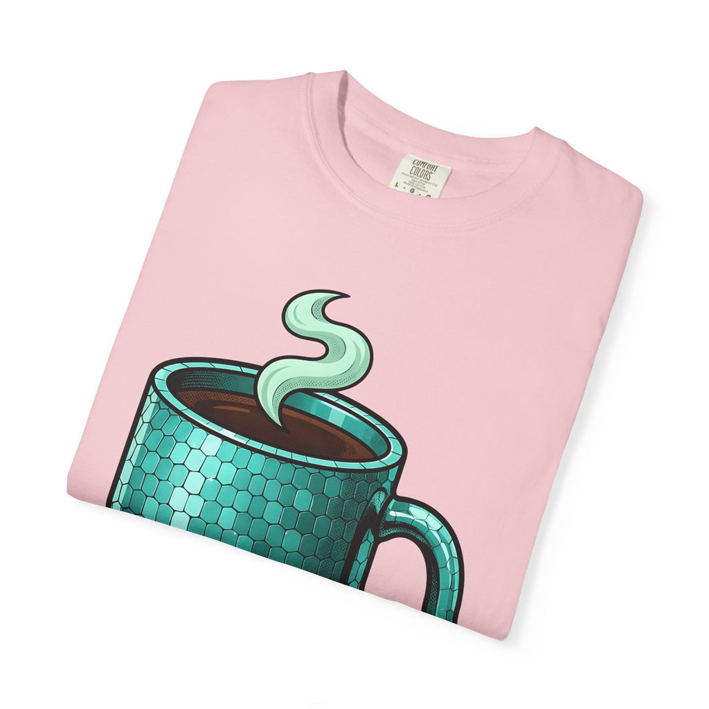 Coffee Mug Shirt Coffee Work Gift Women Cartoon Tee Mug T-Shirt Coffee Fan Cartoony Tshirt Office Graphic Retro Honeycomb Tshirt