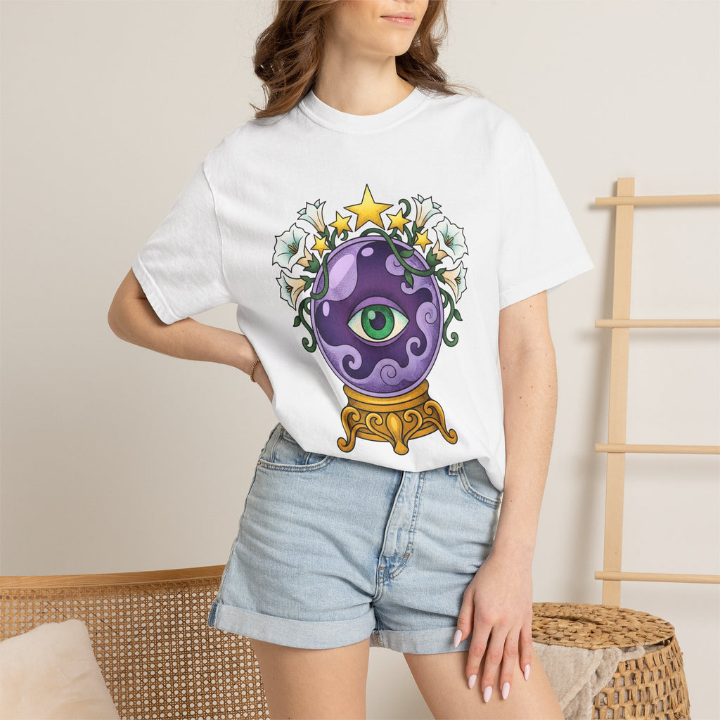 Fortune Globe Shirt Occult Spells Gift Women Magical Tee Crystal Ball T-Shirt Mystic Enthusiast Mystical Tshirt Magic Graphic Retro Sparkle