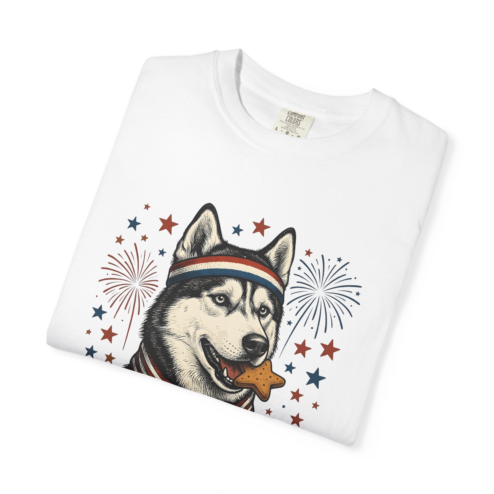 Husky Dog Shirt Dog Patriotic Gift Women Vintage Tee Siberian Husky T-Shirt Dog Fan Husky Graphic Tshirt American Graphic Illustration Star