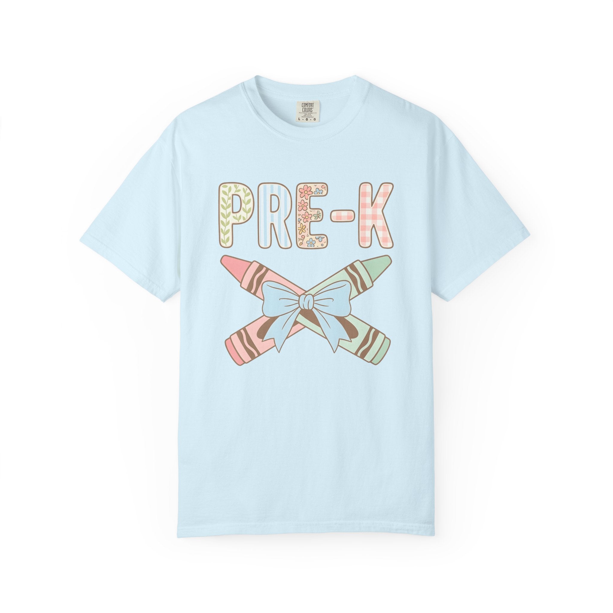 Crayon Bow Shirt Teachers School Gift Women Soft Colors Tee Crayon Ribbon T-Shirt Educator Enthusiast Pastel Tshirt Classroom Graphic Anime
