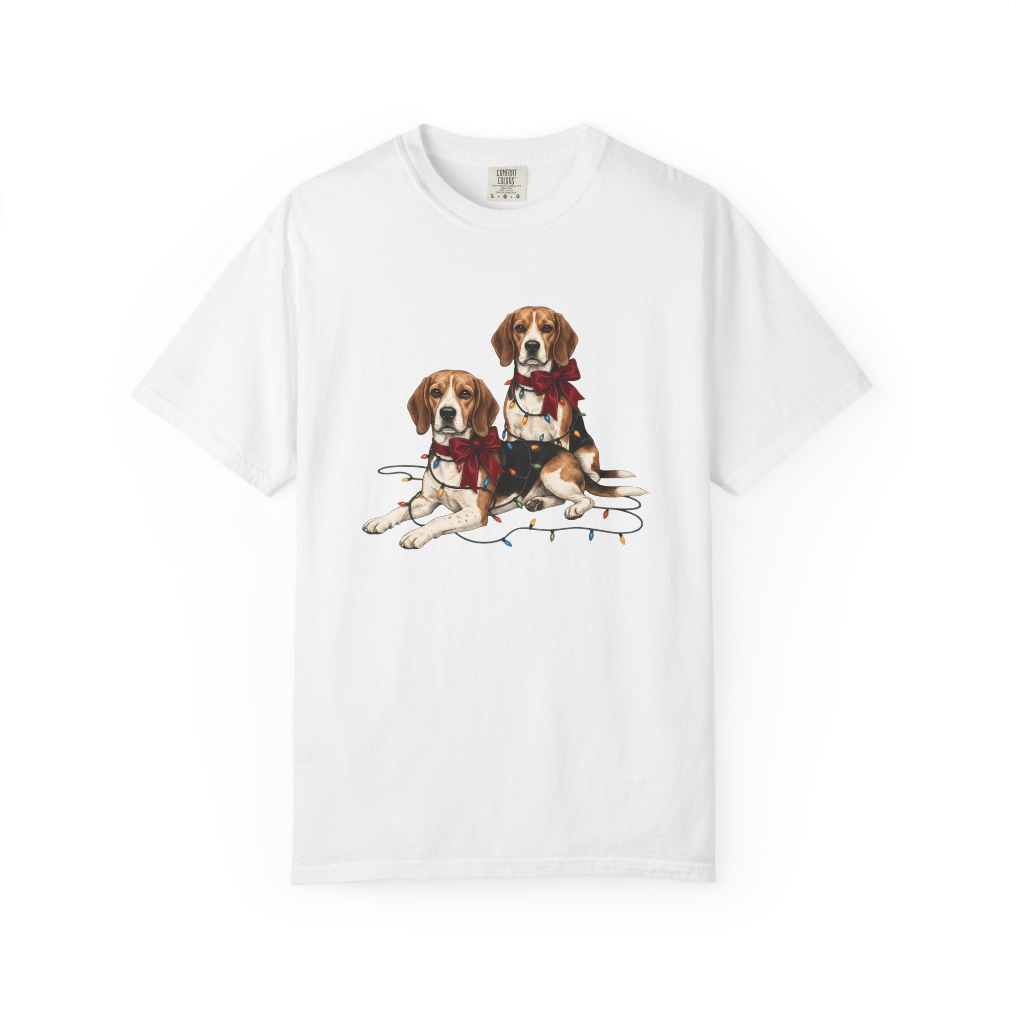 Beagle Dogs Shirt Dog Holiday Gift Women Realistic Tee Hound T-Shirt Dog Fan Photorealistic Tshirt Christmas Graphic Vintage Christmas