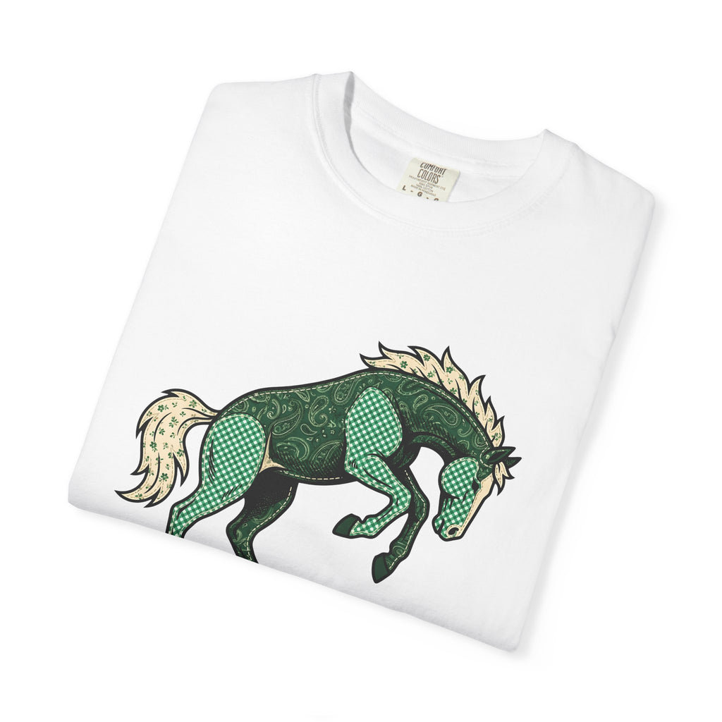 Spotted Horse Shirt St Patrick's Day Horse Gift Women Rustic Tee Pinto T-Shirt St Patricks Fan Vintage Tshirt Equine Graphic Retro Clover