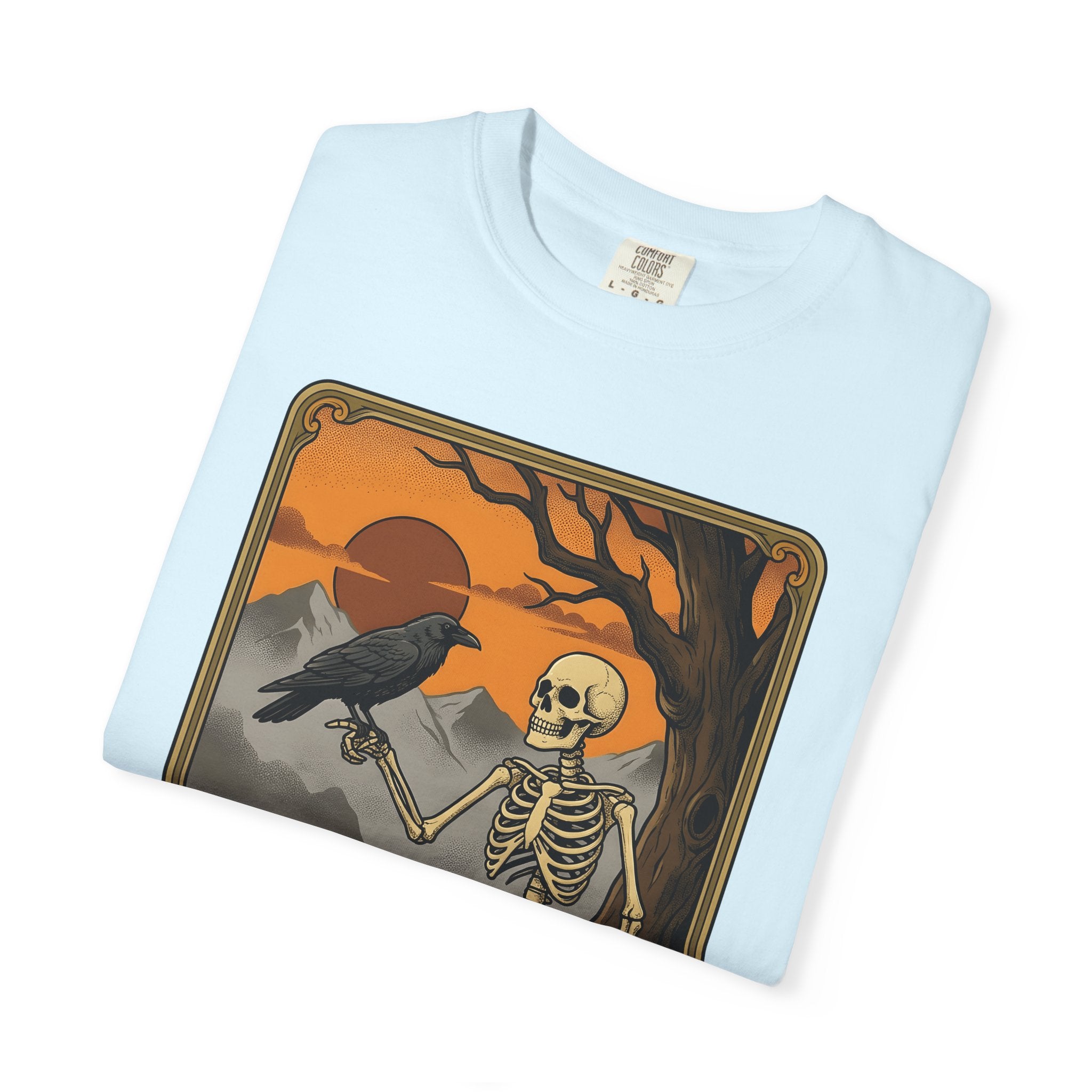 Skeleton Crow Shirt Boho Chic Paranormal Gift Women Sketch Tee Crow T-Shirt Bohemian Fan Doodle Tshirt Supernatural Graphic Divination