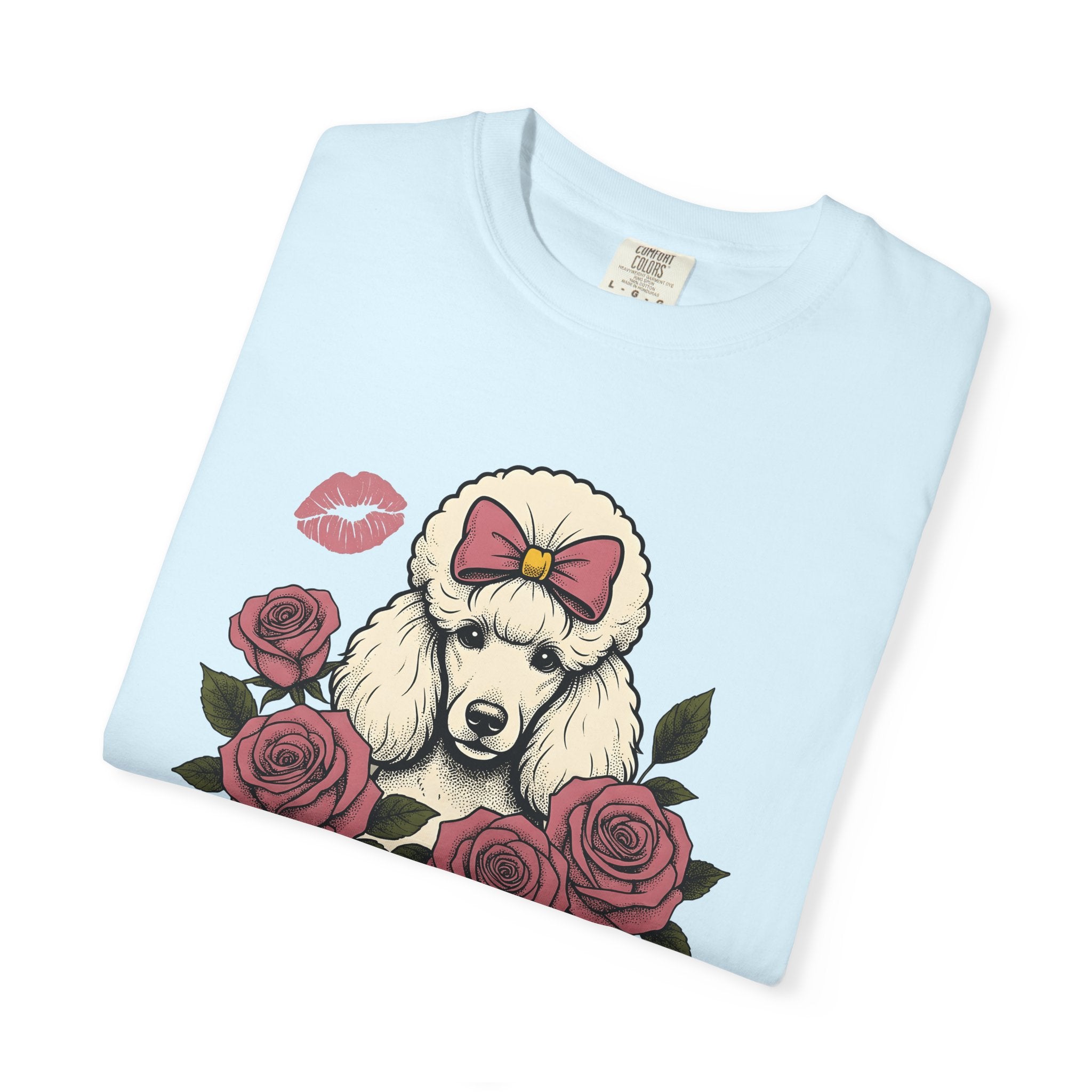 Poodle Puppy Shirt Dog Botanical Gift Women Retro Tee Puppy T-Shirt Dog Fan Canine Tshirt Floral Graphic Illustration Sketch Flowers Tshirt