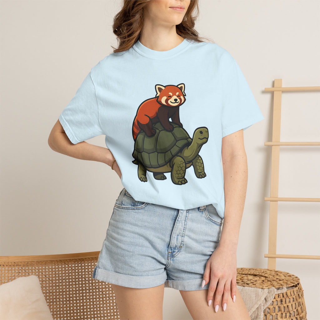 Red Panda Tortoise Shirt Animals Buddies Gift Women Sweet Tee Turtle Tortoise T-Shirt Animal Fan Cute Tshirt Best Buddies Graphic Comic