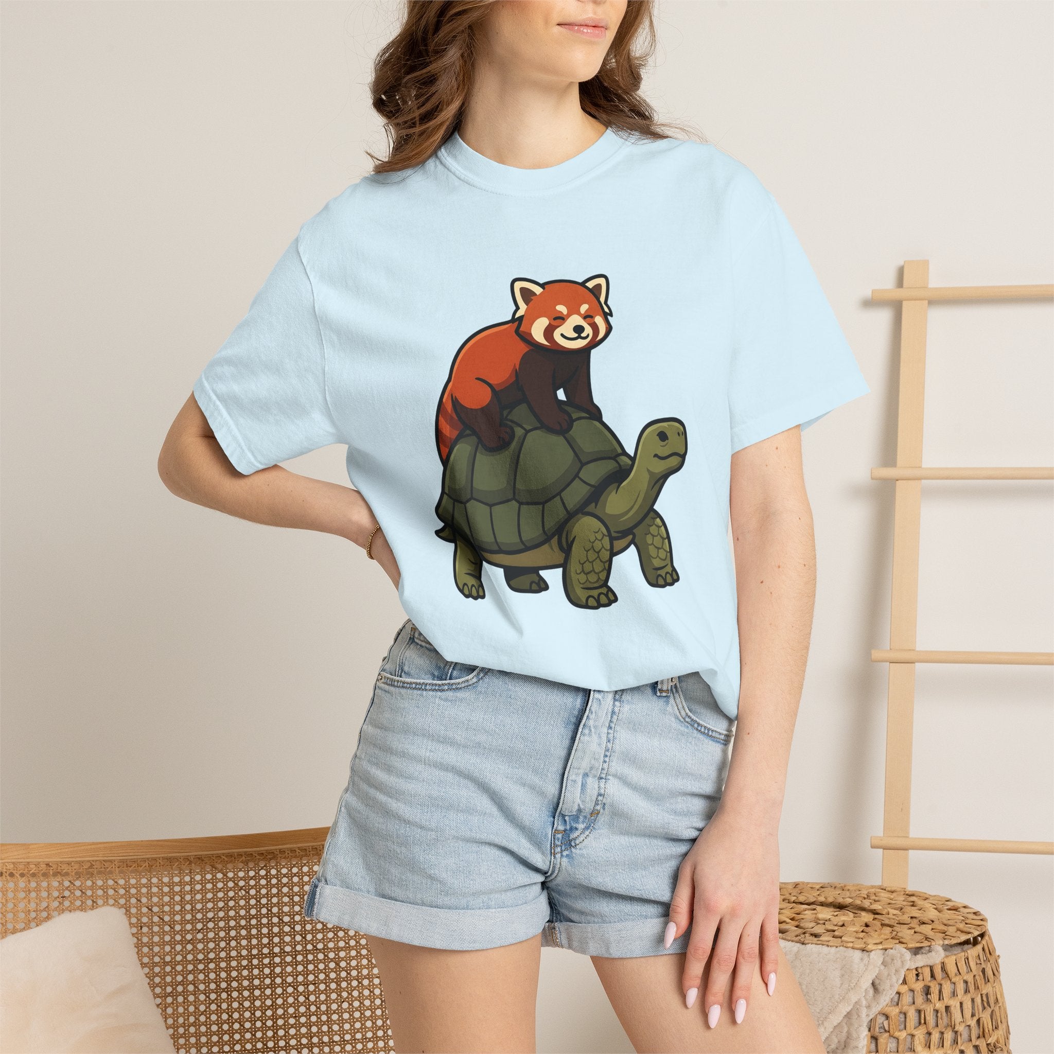 Red Panda Tortoise Shirt Animals Buddies Gift Women Sweet Tee Turtle Tortoise T-Shirt Animal Fan Cute Tshirt Best Buddies Graphic Comic