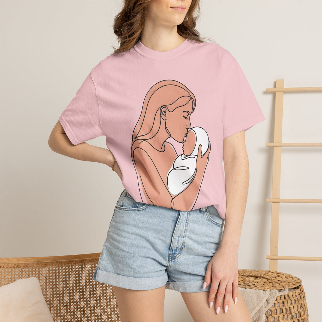 Mommy Newborn Shirt Moms Relatives Gift Women Basic Tee Mother T-Shirt Mom Fan Simple Tshirt Family Graphic Outline Blanket Tshirt