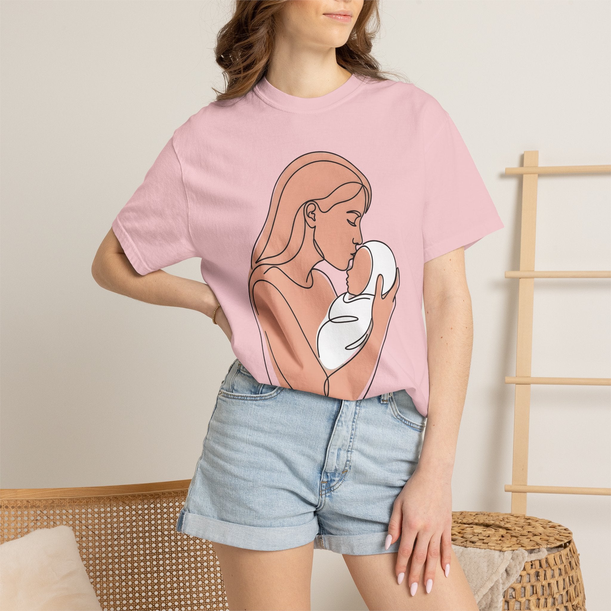 Mommy Newborn Shirt Moms Relatives Gift Women Basic Tee Mother T-Shirt Mom Fan Simple Tshirt Family Graphic Outline Blanket Tshirt