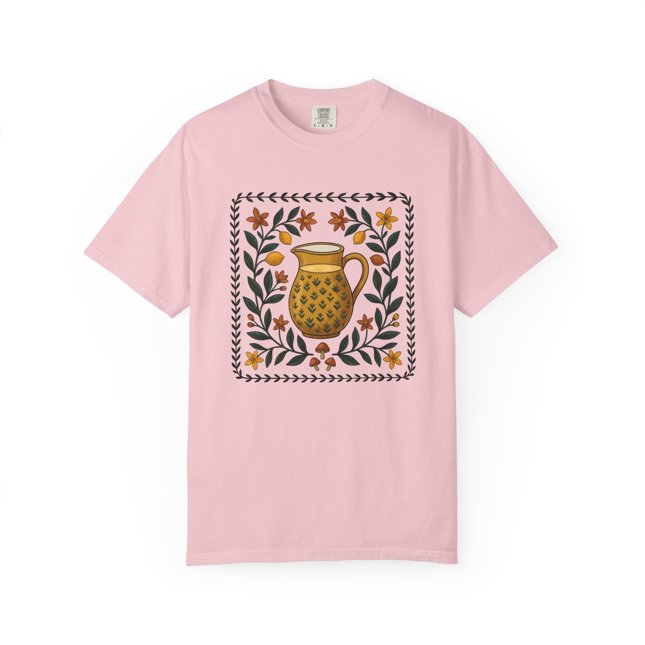 Classic Pitcher Shirt Coffee Bakeware Gift Women Primitive Tee Jug T-Shirt Coffee Fan Baking Tshirt Kitchenware Graphic Garden Blossom Edge