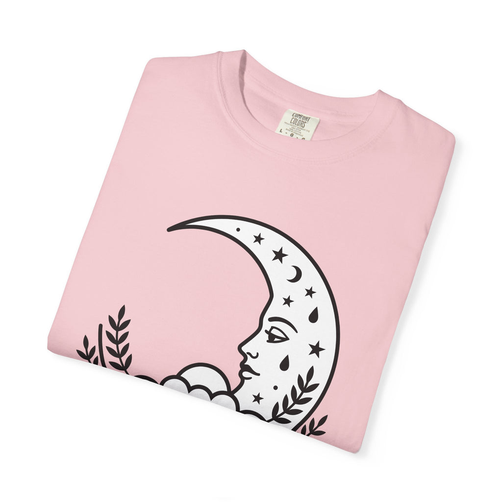 Lunar Face Shirt Boho Chic Space Gift Women Doodle Tee Moon T-Shirt Bohemian Fan Hand Drawn Tshirt Galaxy Graphic Modern Twinkling Stars