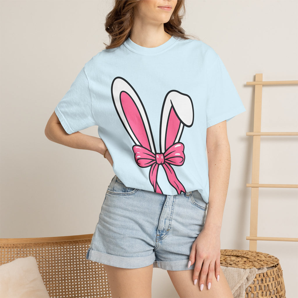 Bunny Ears Shirt Easter Animal Gift Women Cartoon Tee Rabbit Ears T-Shirt Easter Fan Bunny Tshirt Cute Graphic Simple Animal Illustration