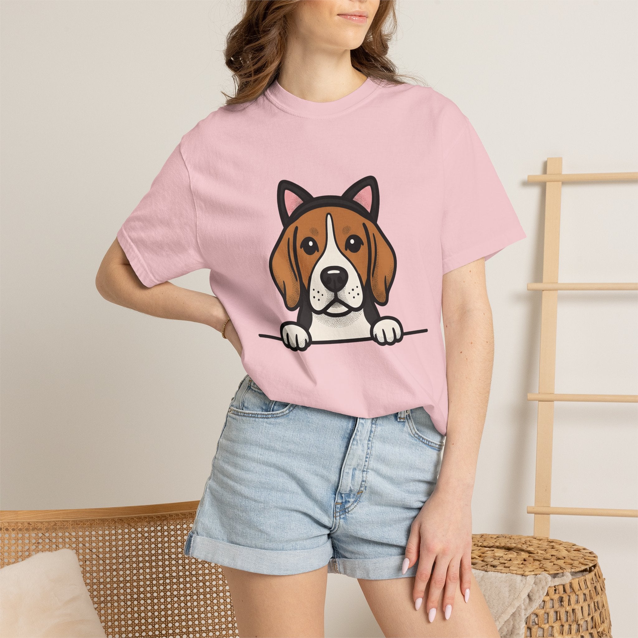 Beagle Puppy Shirt Dog Animal Gift Women Comic Tee Hound T-Shirt Dog Fan Cartoon Tshirt Wildlife Graphic Simple Feline Ears Tshirt