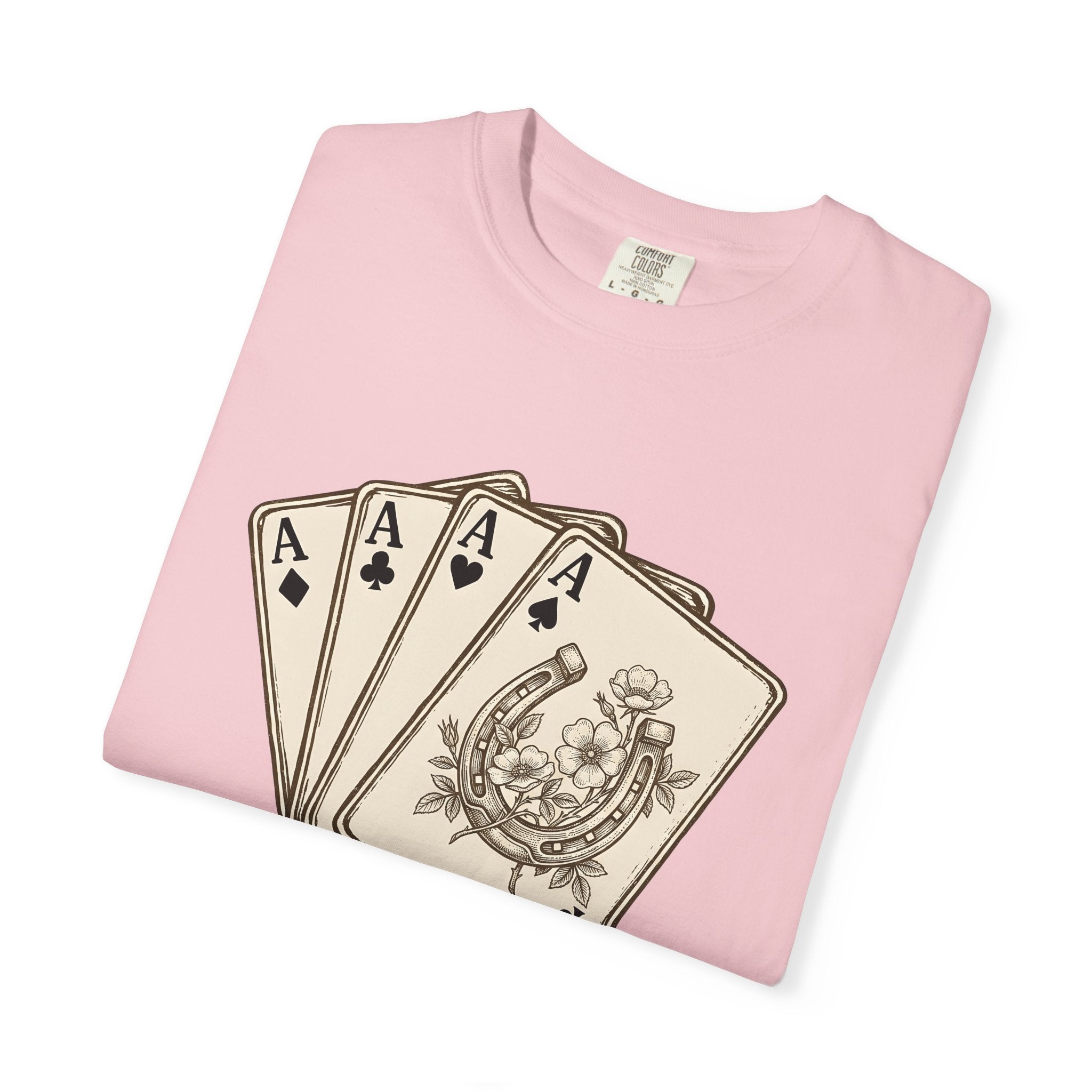 Playing Cards Shirt Cowgirl Gambling Gift Women Vintage Tee Poker T-Shirt Cowboy Fan Retro Tshirt Betting Graphic Western Horseshoe Tshirt