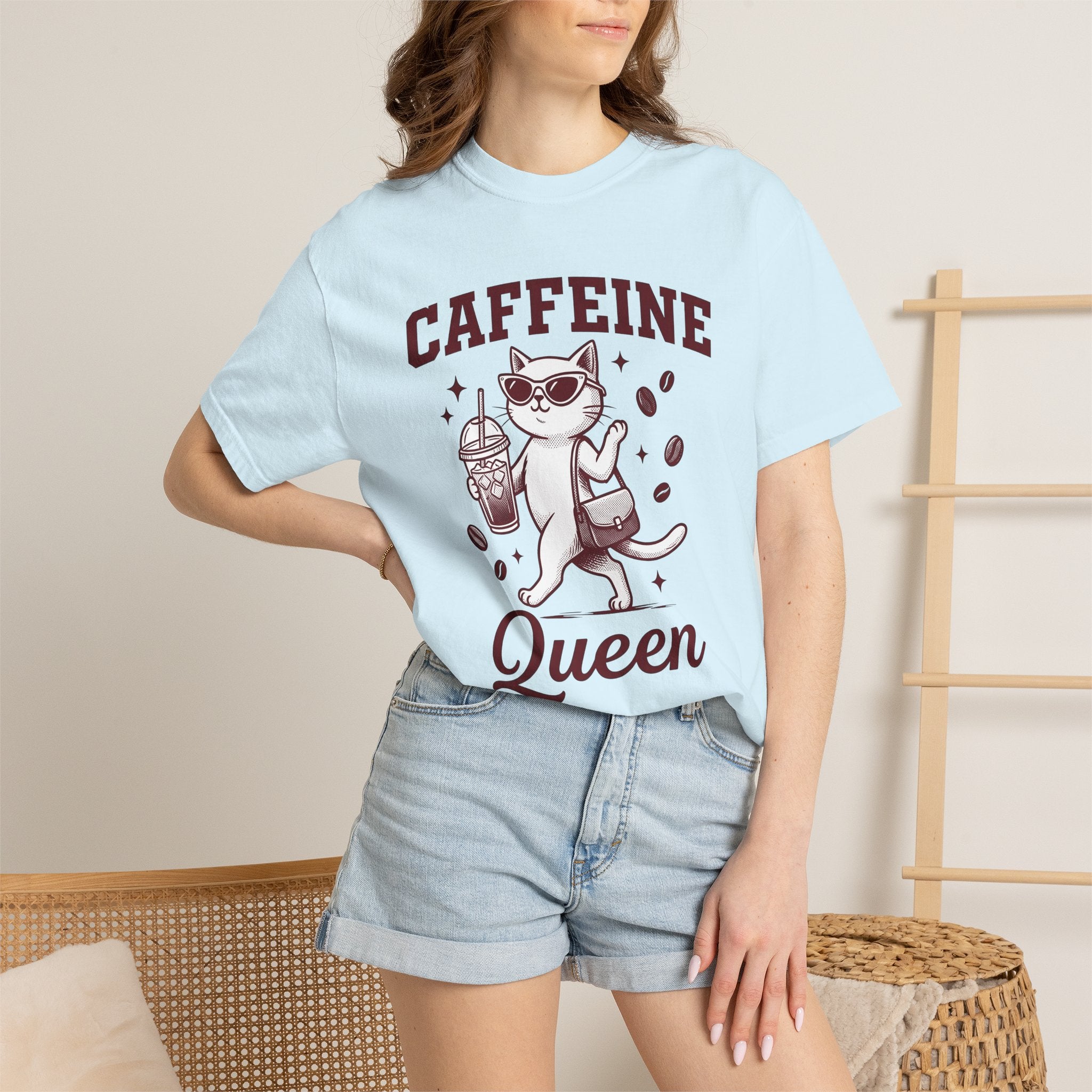 Cat Sunglasses Shirt Cat Coffee Gift Women Vintage Tee Kitty T-Shirt Cat Fan Retro Tshirt Caffeine Graphic Hand Drawn Coffee Cup Tshirt