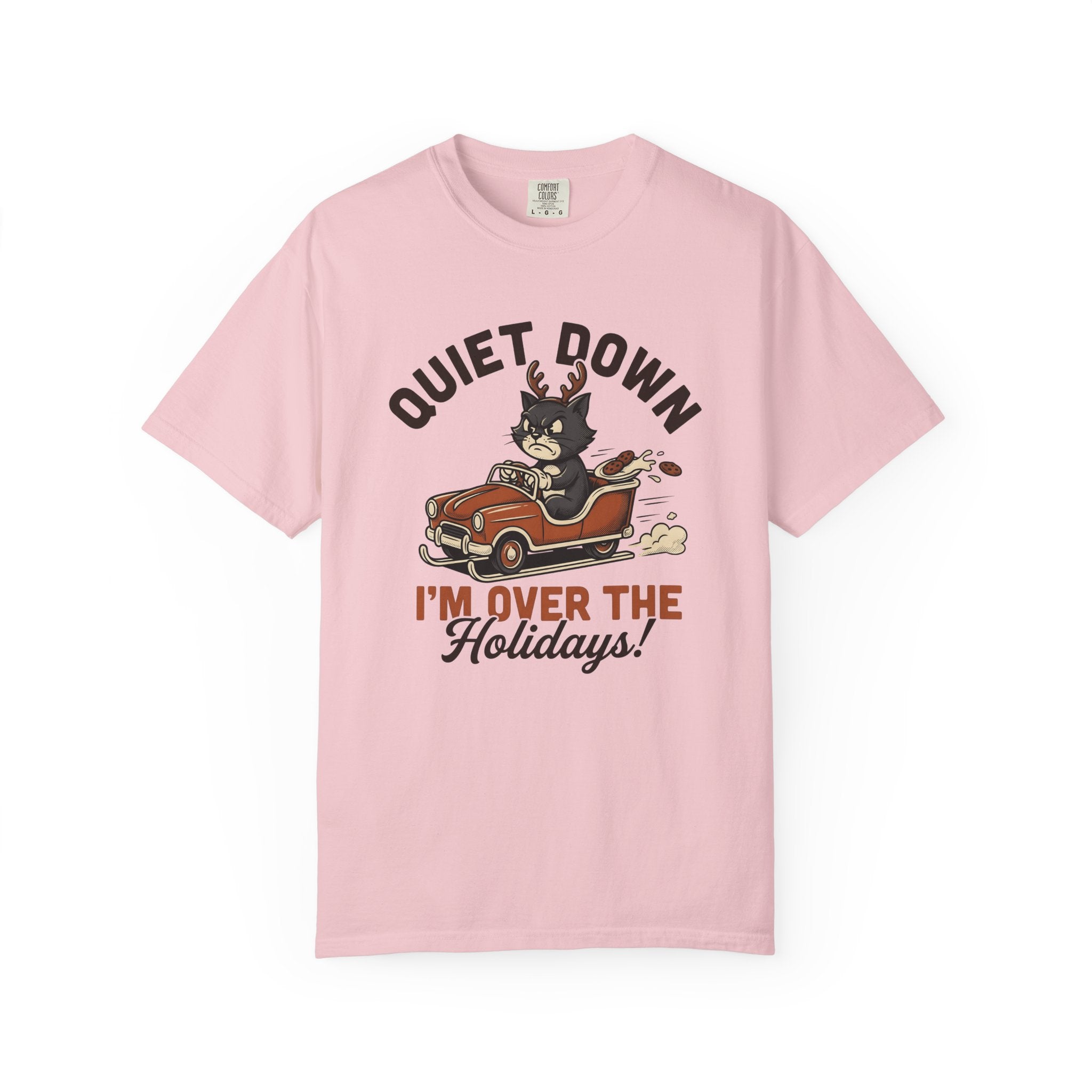 Angry Cat Vehicle Shirt Christmas Animal Gift Women Cartoon Tee Mad Car T-Shirt Xmas Fan Funny Car Graphic Classic Antlers Tshirt