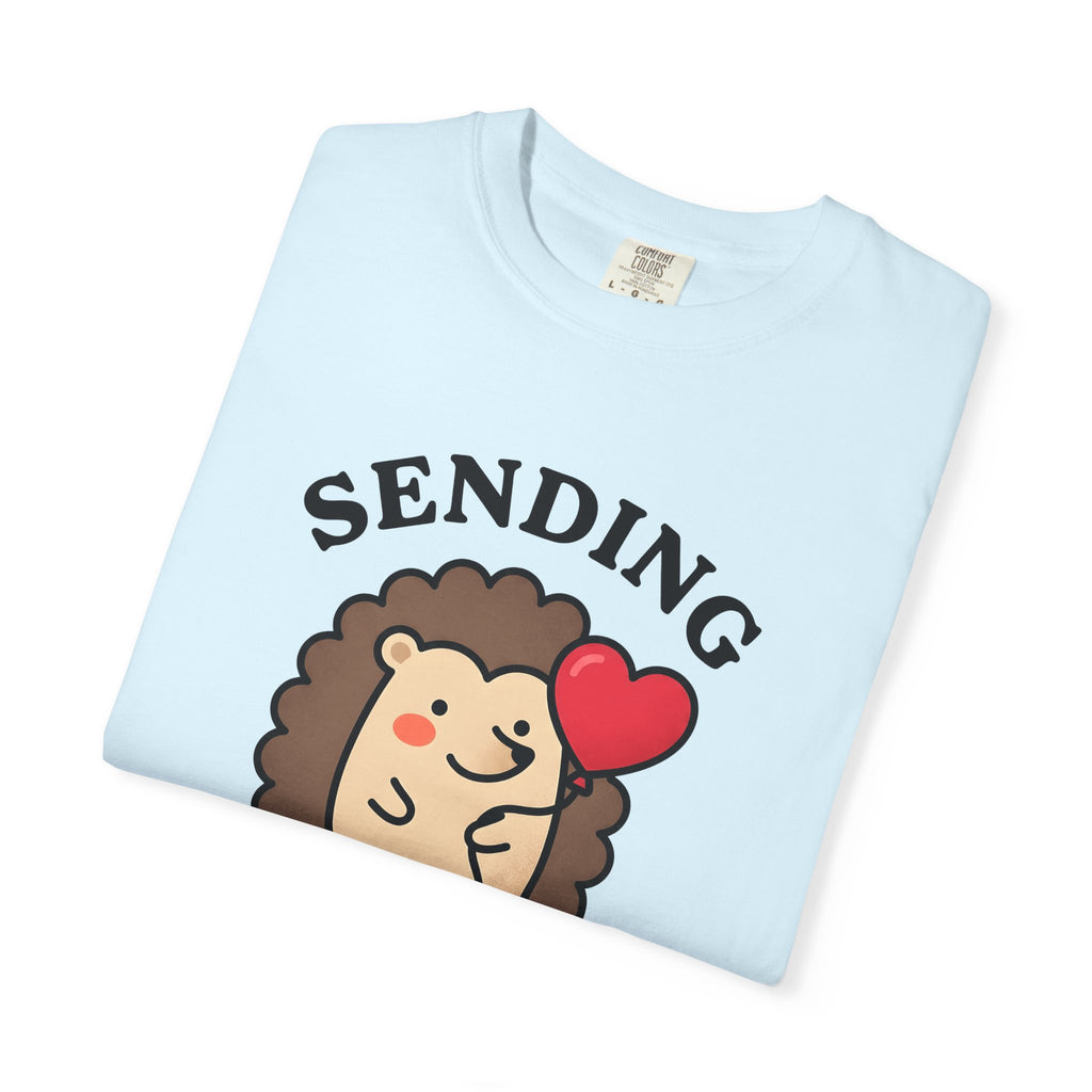 Hedgehog Drawing Shirt Animals Affection Gift Women Sweet Tee Porcupine T-Shirt Wildlife Fan Cute Tshirt Love Graphic Animated Heart Balloon