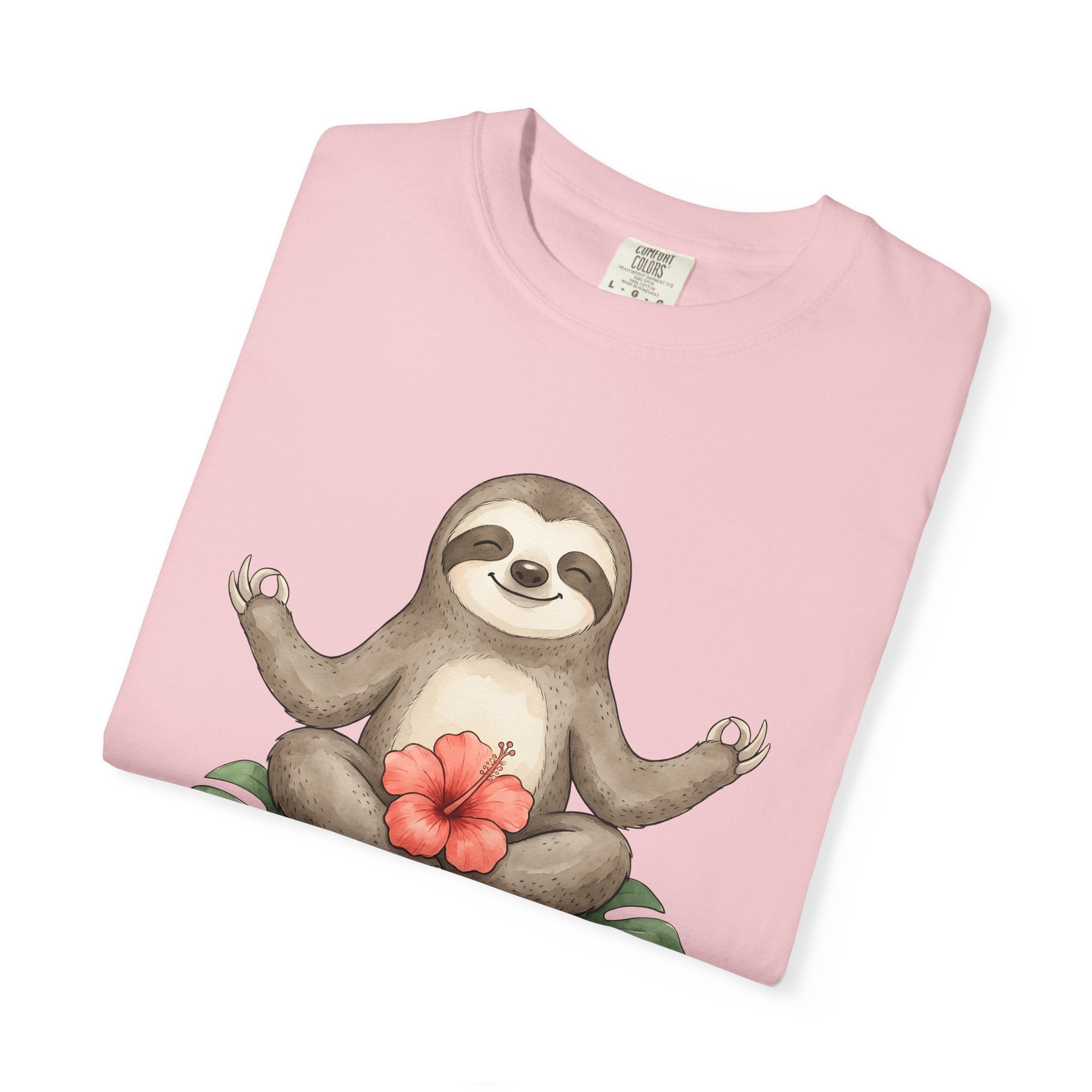 Sloth Yoga Shirt Yoga Animal Gift Women Whimsical Tee Slow Loris T-Shirt Yoga Enthusiast Wildlife Graphic Tshirt Watercolor Hibiscus Tshirt