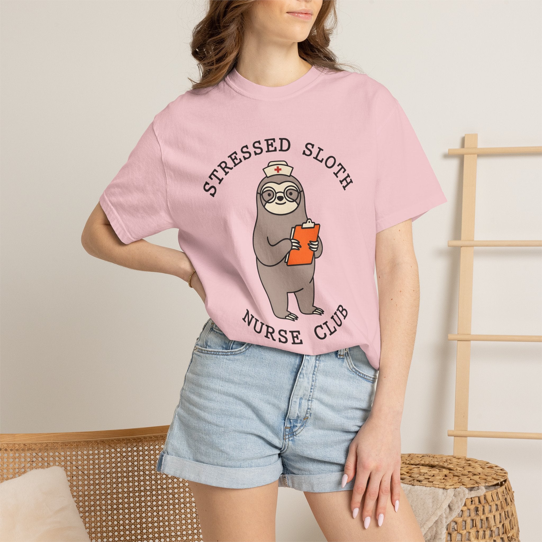 Sloth Nurse Shirt Nurses Wildlife Gift Women Comic Tee Sloth T-Shirt Nurse Enthusiast Cartoon Tshirt Wildlife Graphic Simple Clipboard
