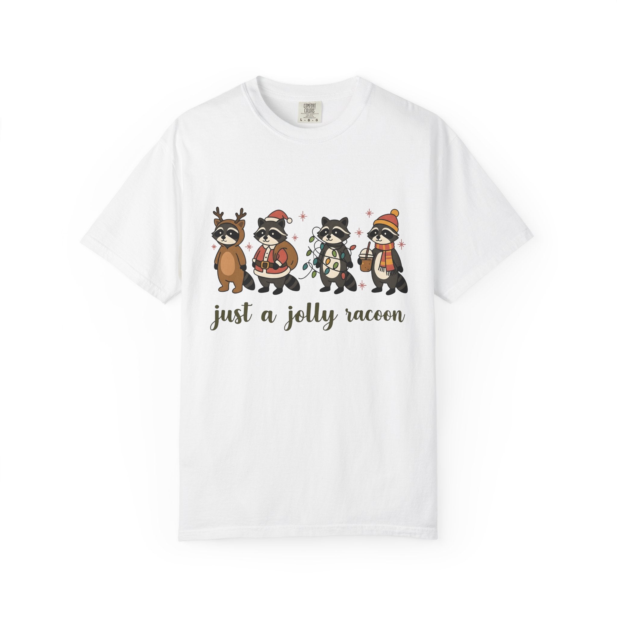 Raccoon Troop Shirt Christmas Pets Gift Women Lovable Tee Raccoon T-Shirt Xmas Fan Cute Tshirt Animal Graphic Design Graphic Twinkle Lights