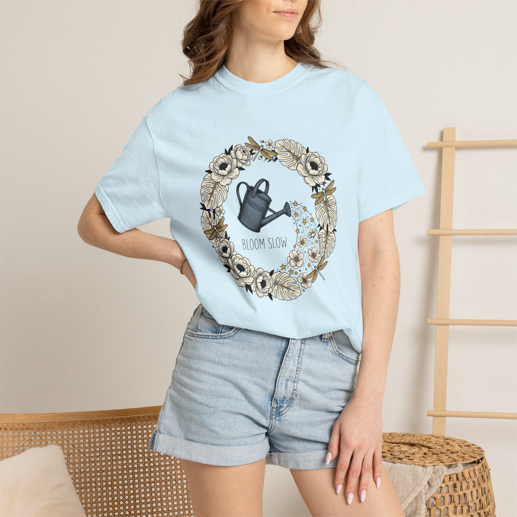 Flower Wreath Shirt Floral Plants Gift Women Floral Tee Wreath T-Shirt Flower Fan Floral Art Tshirt Greenery Graphic Retro Garden Watering