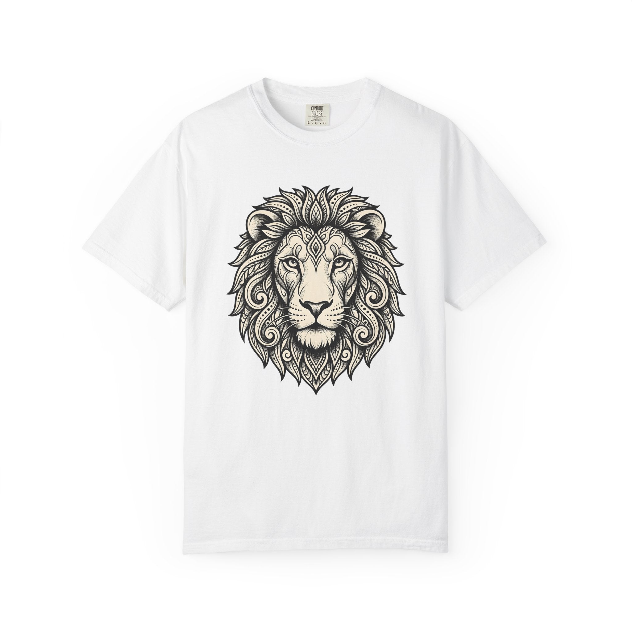 Lion Head Shirt Animals Astrology Gift Women Tribal Tee Lion T-Shirt Wildlife Fan Primitive Tshirt Zodiac Graphic Sketch Design Tshirt