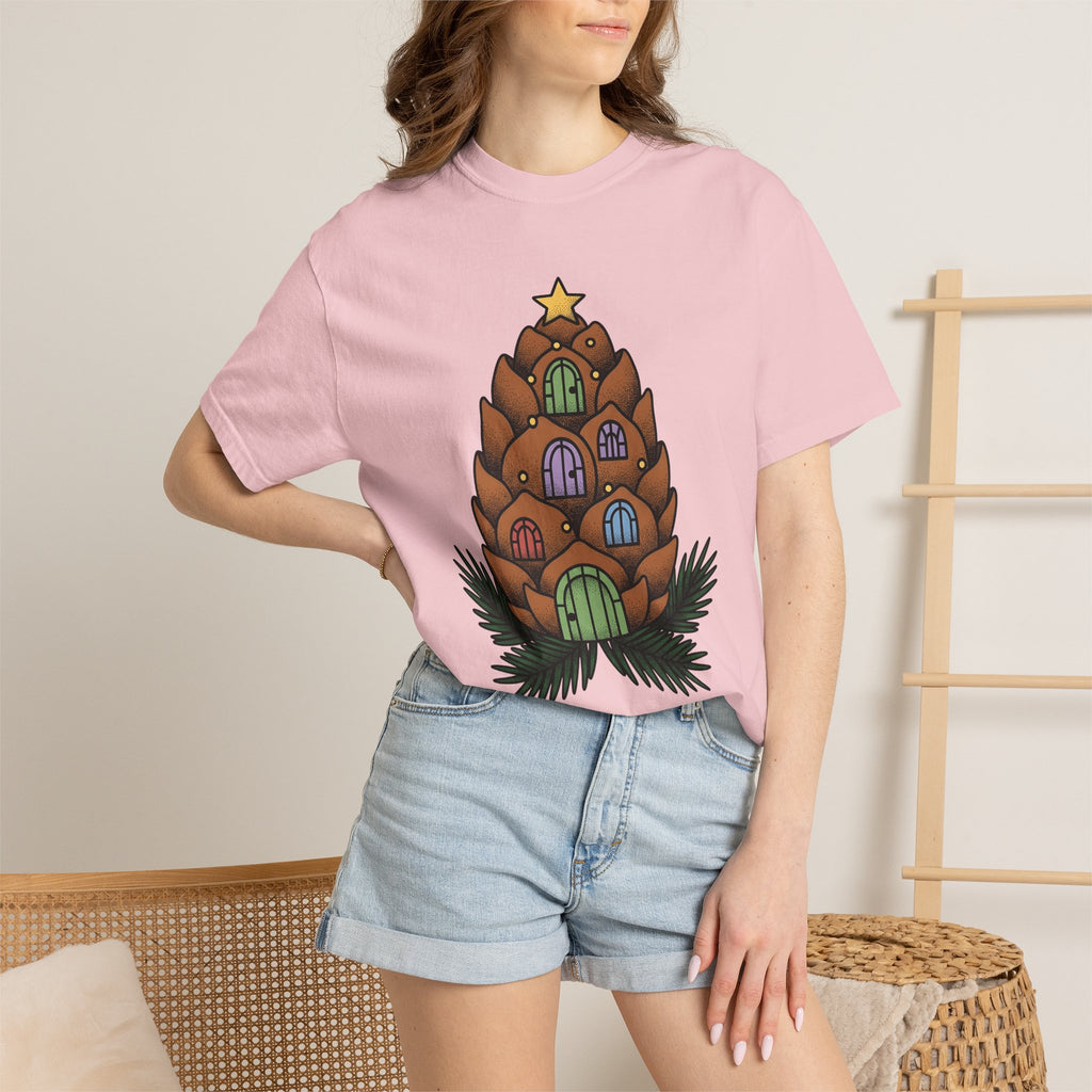 Pinecone House Shirt Christmas Woodland Gift Women Whimsical Tee Pinecone T-Shirt Winter Fan Fantasy Graphic Tshirt Hand Drawn Star Tshirt