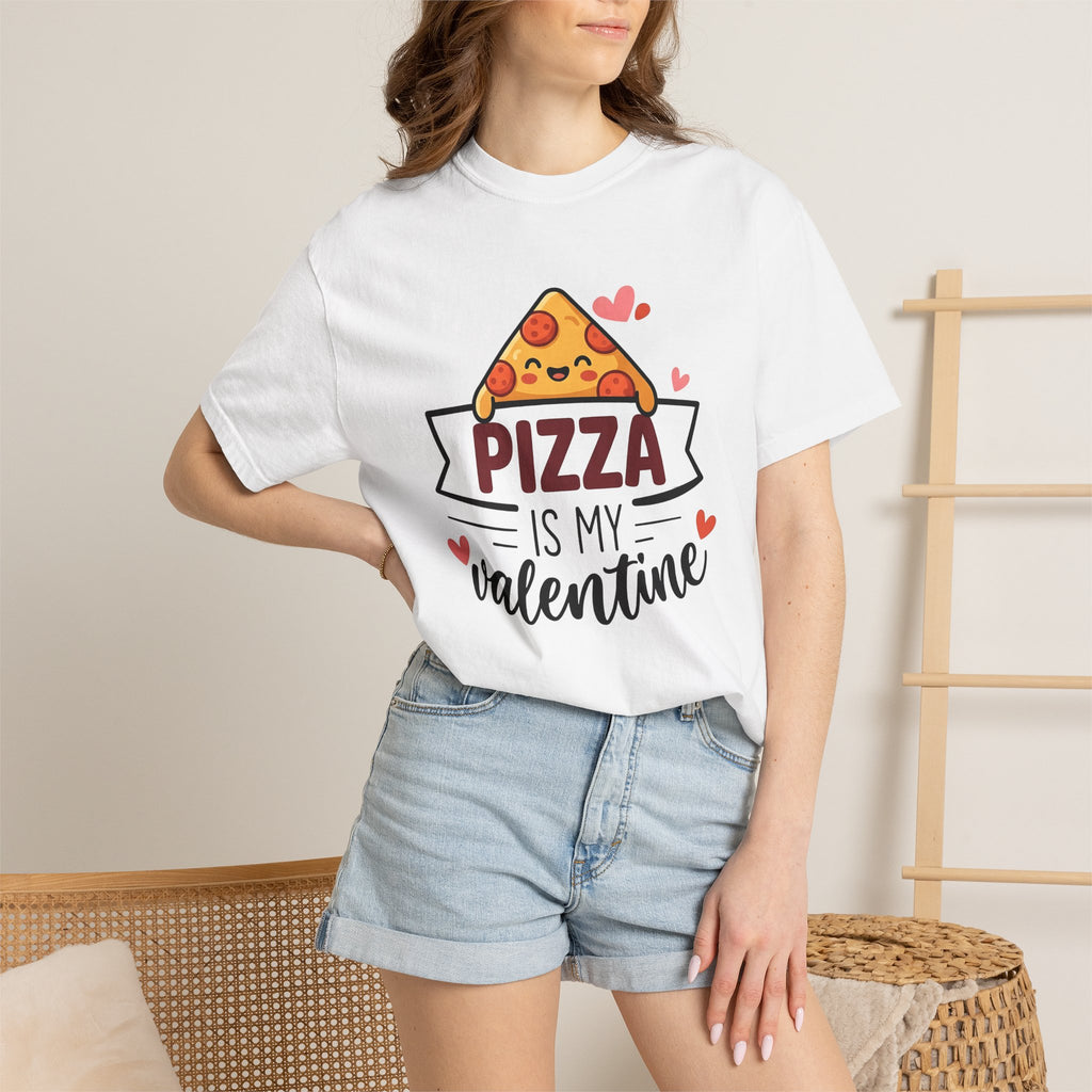 Pizza Slice Shirt Valentine Food Gift Women Kawaii Tee Pizza T-Shirt Valentine Fan Cute Tshirt Foodie Illustration Cartoon Hearts Tshirt