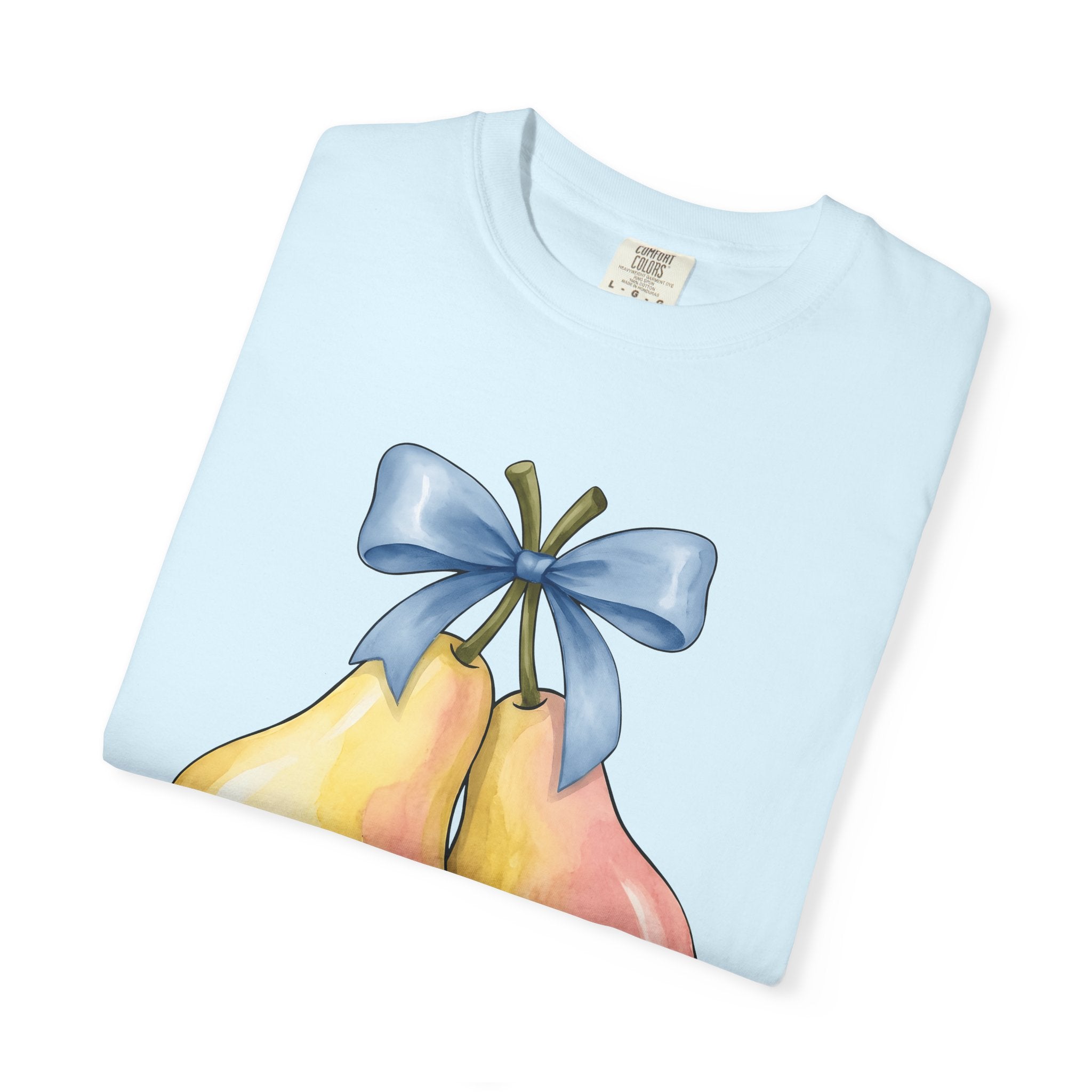 Pear Duo Shirt Valentines Day Partners Gift Women Gouache Tee Pears T-Shirt Valentine Fan Watercolor Tshirt Couples Graphic Playful Ribbon