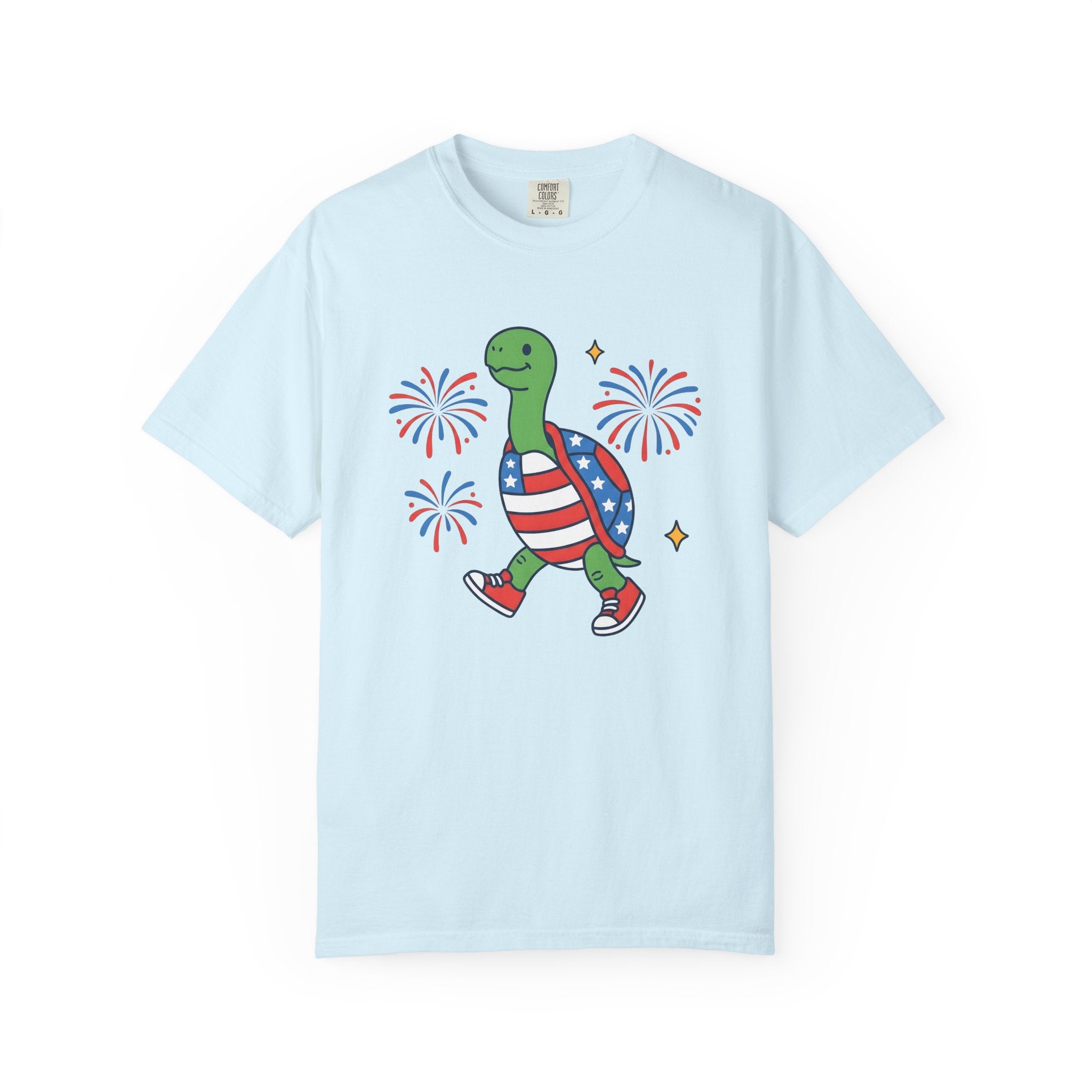 American Turtle Shirt 4th Of July Wildlife Gift Women Comic Tee Turtle T-Shirt Independence Day Enthusiast Fireworks Tshirt Wildlife Graphic