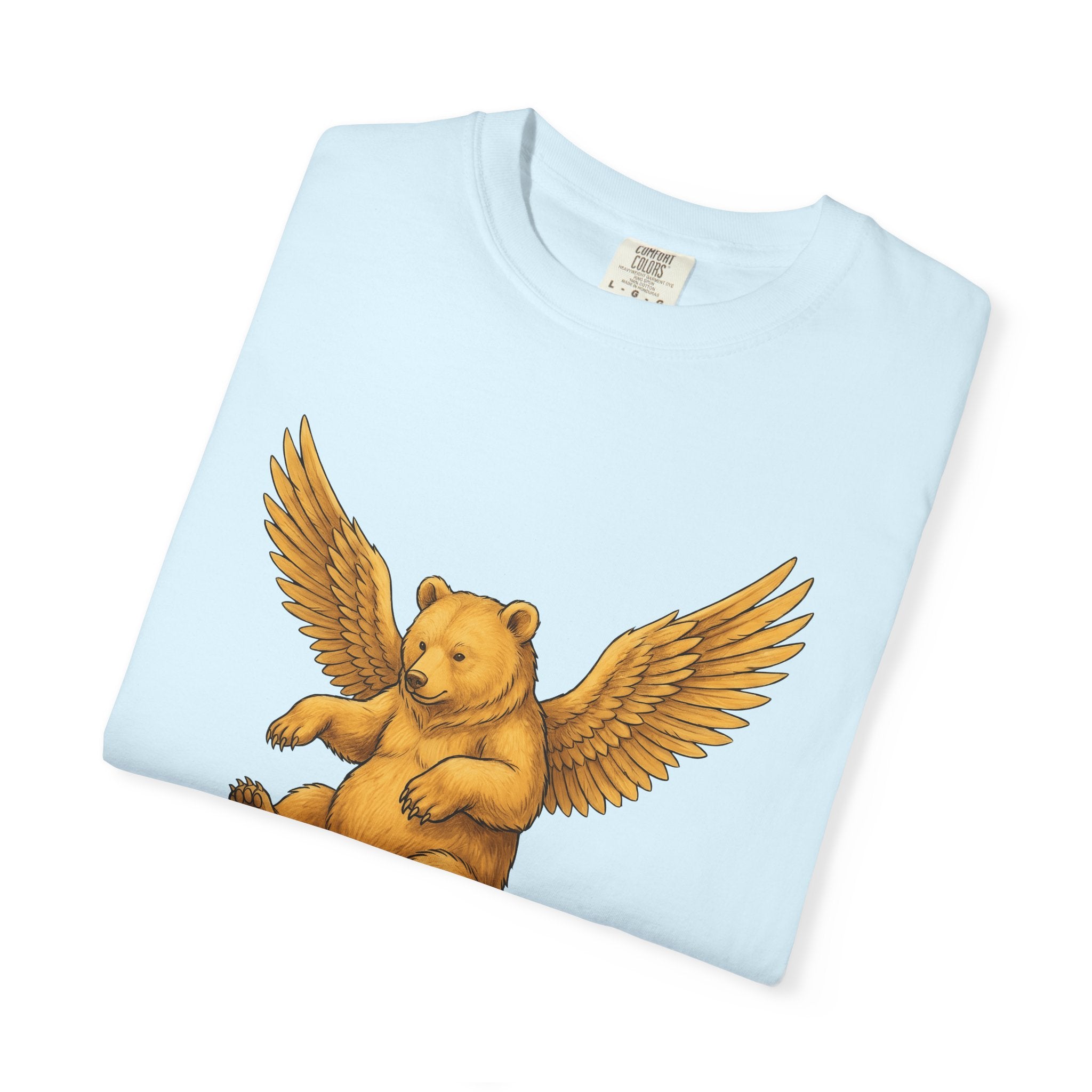 Angel Bear Shirt Animals Mythical Gift Women Line Art Tee Teddy Bear T-Shirt Creature Fan Fantasy Tshirt Mythical Graphic Rustic Quill