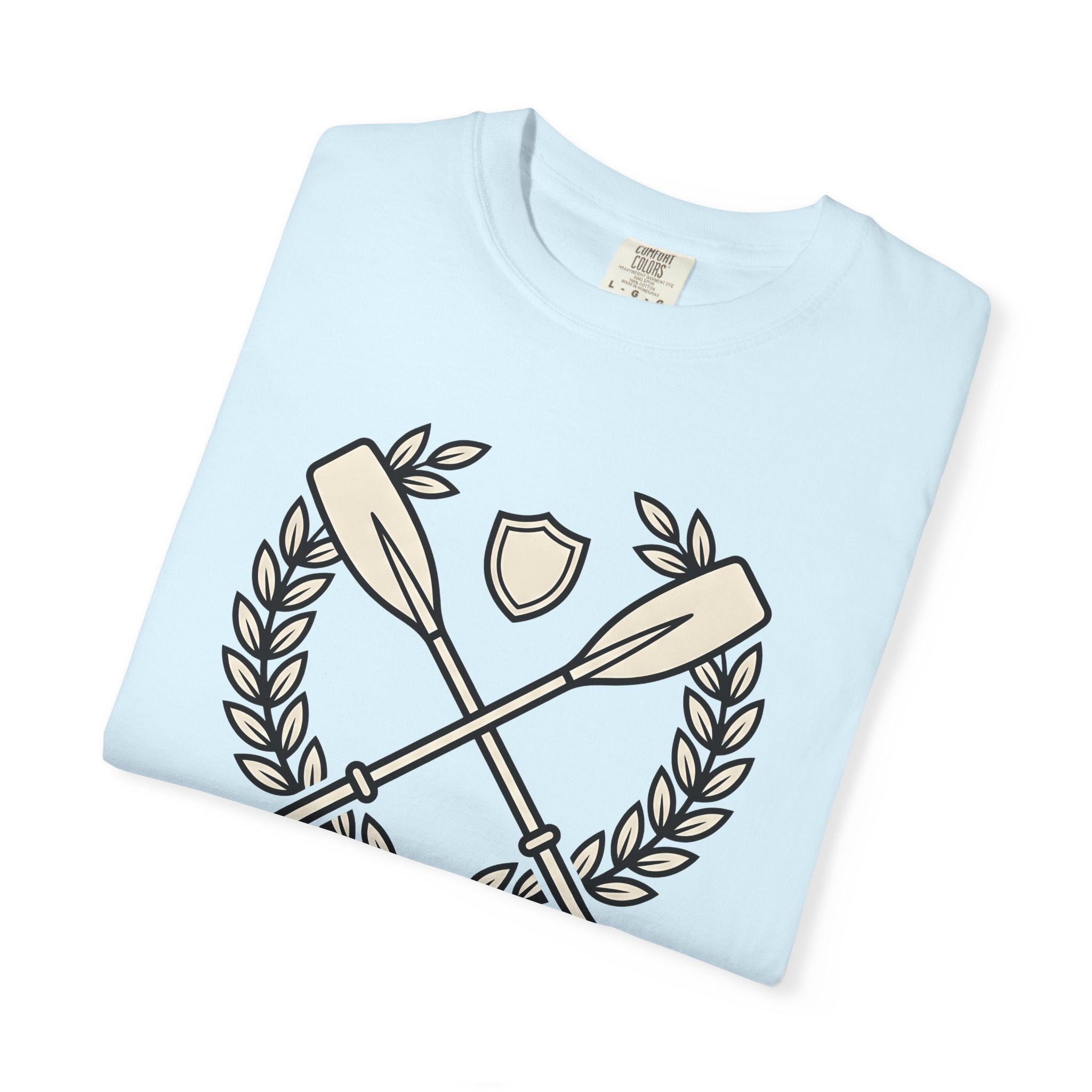 Crossed Paddles Shirt Rowing Squad Gift Women Line Art Tee Oars T-Shirt Rower Enthusiast Illustration Graphic Hand Drawn Wreath Circle