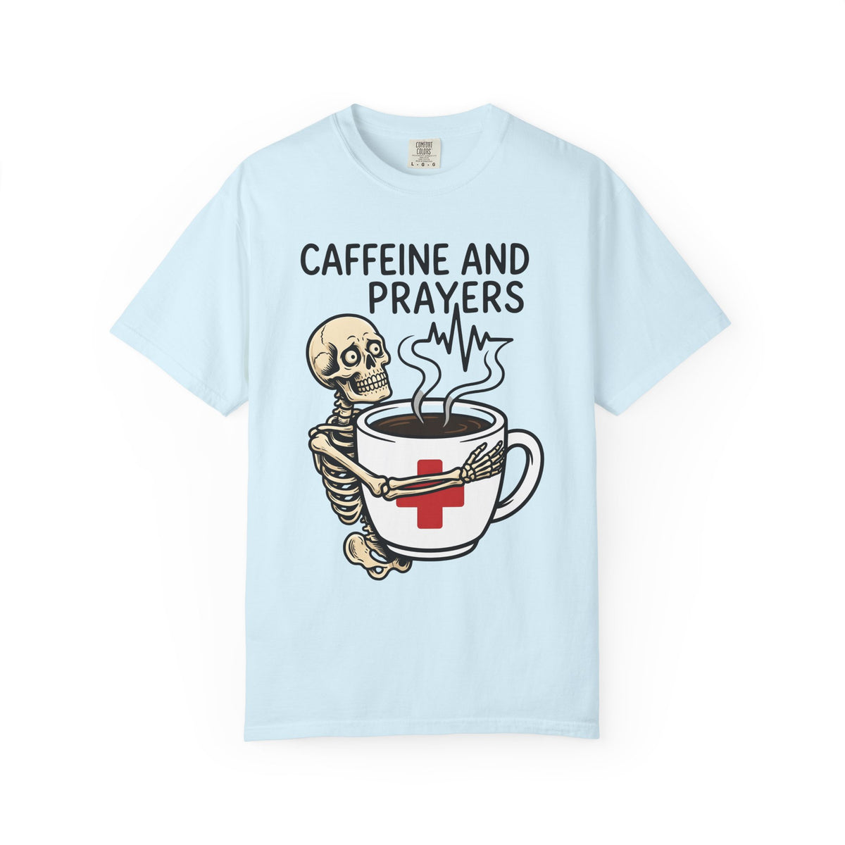 Skeleton Coffee Cup Cartoon T-Shirt – Funny Nurse Halloween Caffeine, Unisex Graphic Tee