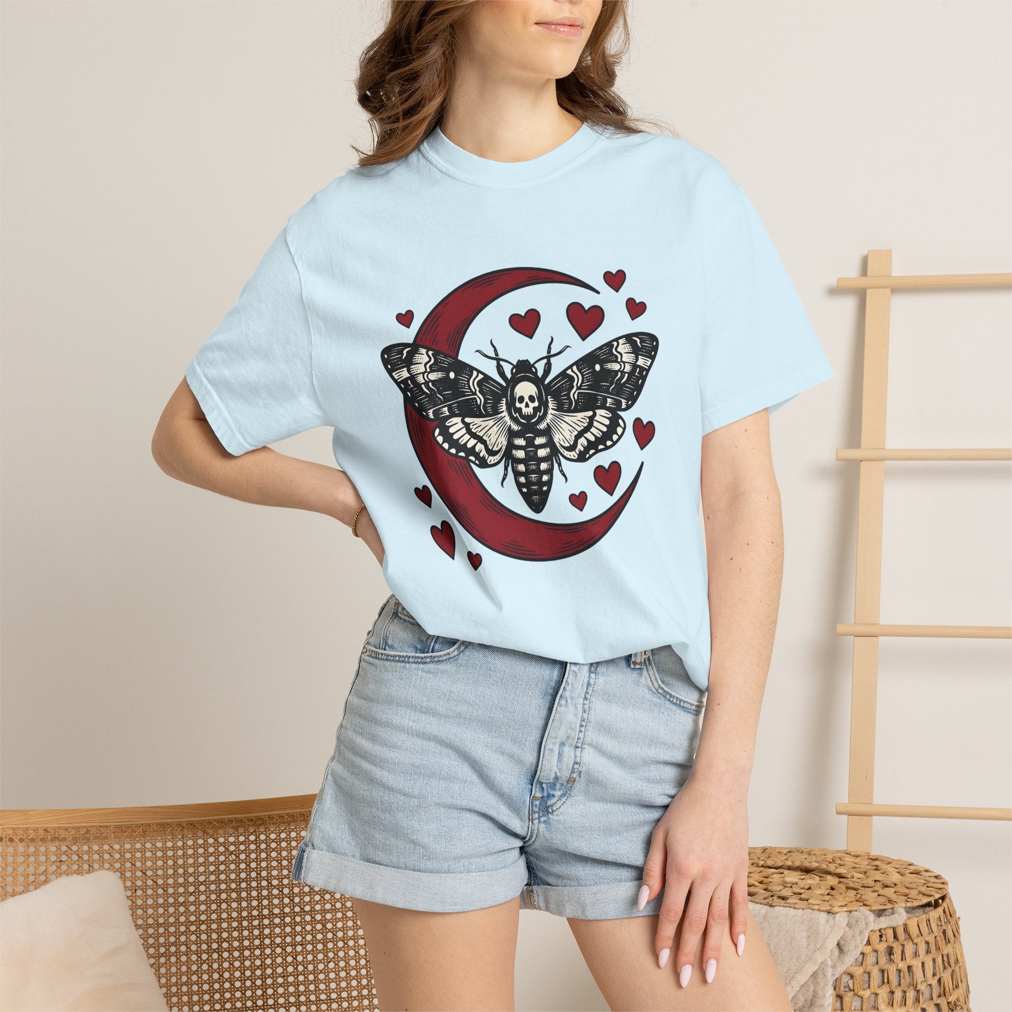 Skeleton Moth Shirt St. Valentine's Day Occult Gift Women Traditional Tee Moth T-Shirt Valentine Fan Classic Tshirt Esoteric Graphic Old