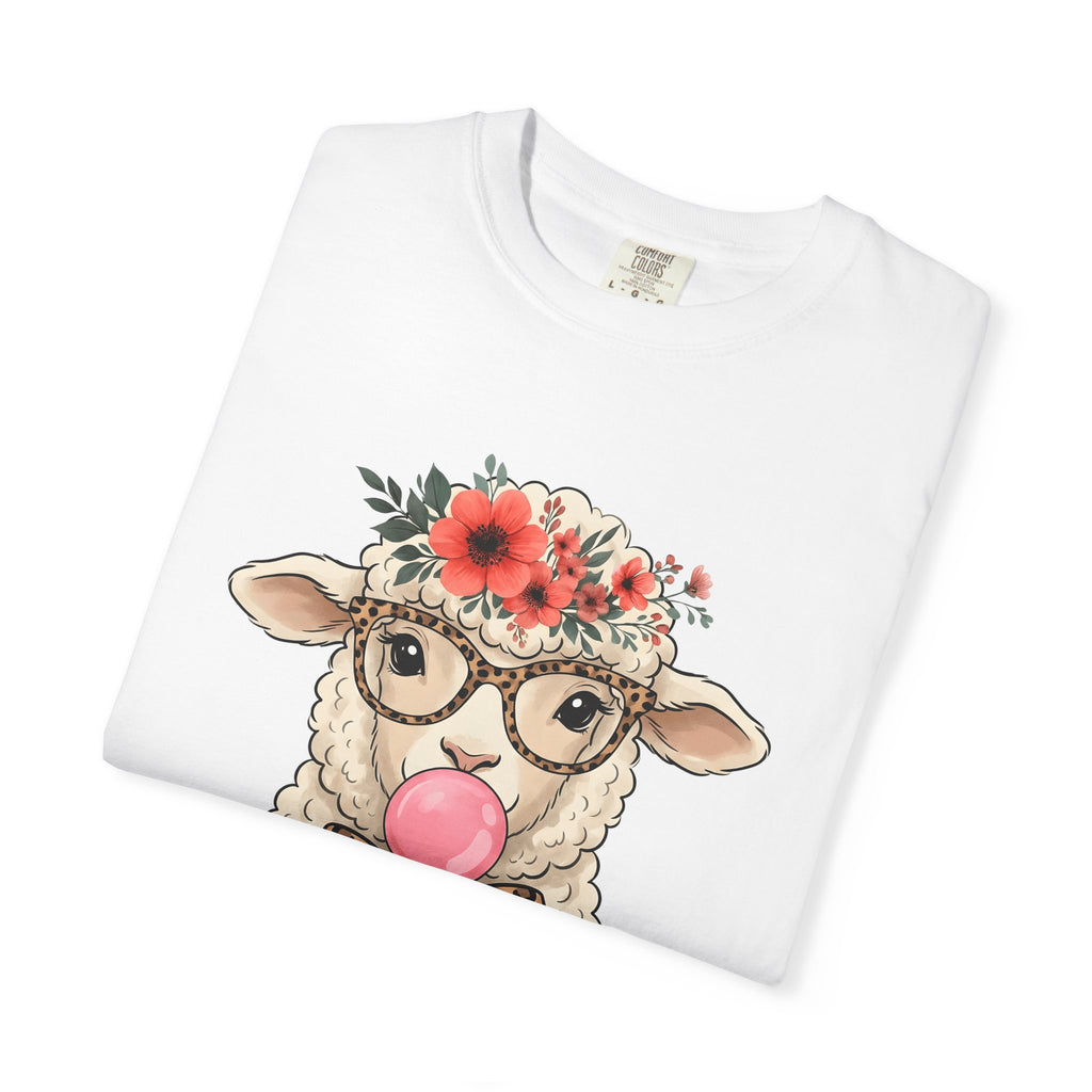 Sheep Illustration Shirt Easter Wildlife Gift Women Rustic Tee Lamb T-Shirt Easter Fan Ewe Tshirt Wildlife Graphic Sketch Flower Wreath