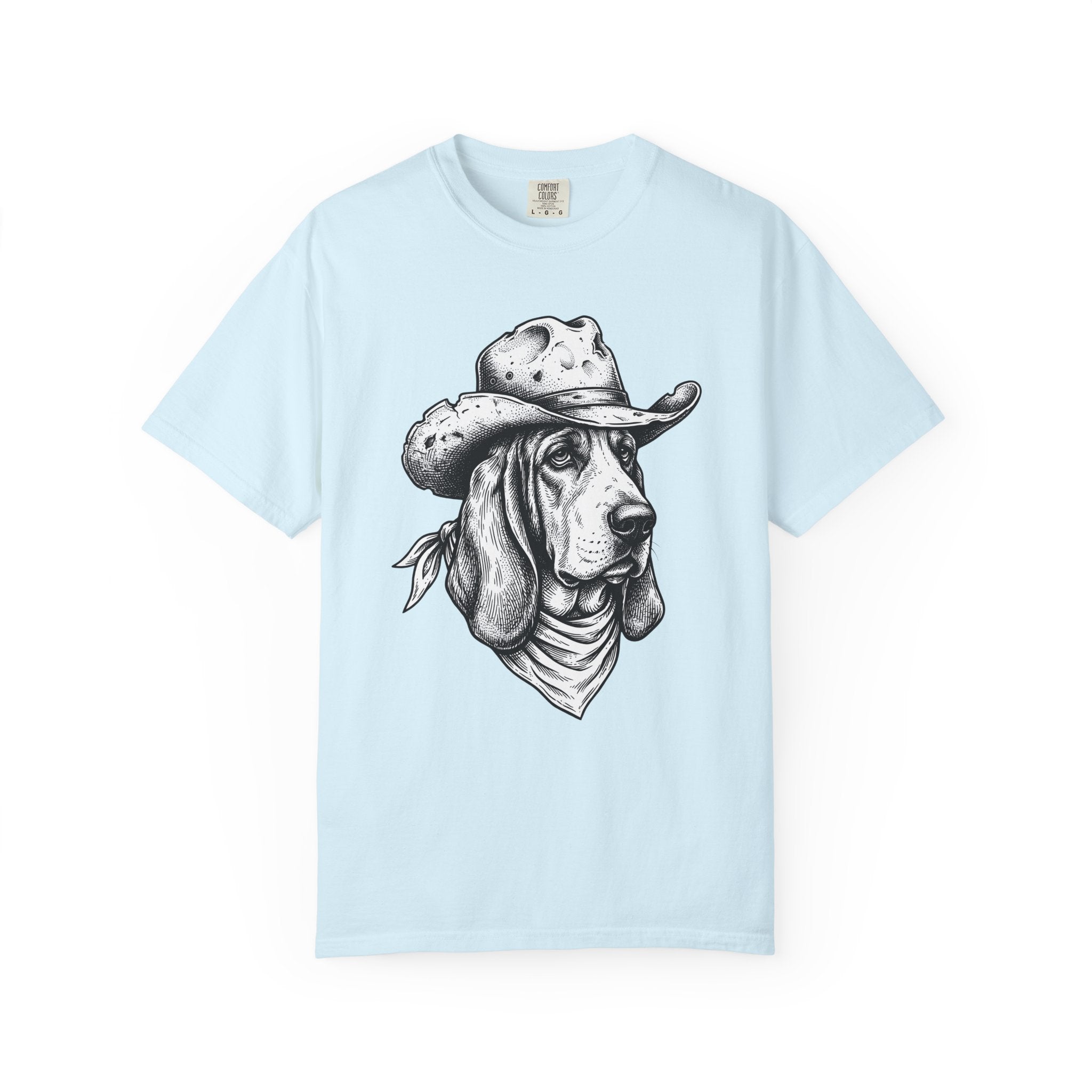 Basset Hound Western Shirt Dog Cowboys Gift Women Sketch Tee Hound T-Shirt Dog Fan Drawing Graphic Tshirt Retro Neckerchief Tshirt