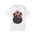 Witch Pot Flowers Shirt Halloween Petals Gift Women Line Art Tee Floral Arrangement T-Shirt Spooky Fan Minimalist Tshirt Floral Graphic