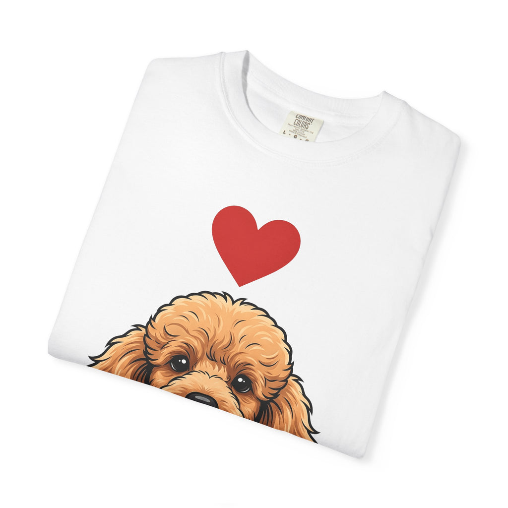 Poodle Puppy Shirt Dog Pet Gift Women Comic Tee Puppy T-Shirt Dog Fan Canine Tshirt Pet Illustration Vintage Love Symbol Tshirt