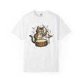 Cat Drum Set Shirt Cat Music Gift Women Cartoon Tee Drum Kit T-Shirt Cat Fan Comic Tshirt Melody Graphic Retro Cymbals Tshirt