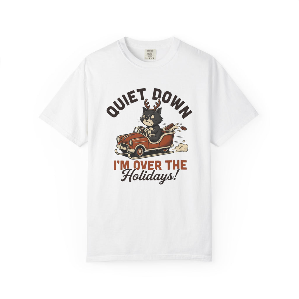 Angry Cat Vehicle Shirt Christmas Animal Gift Women Cartoon Tee Mad Car T-Shirt Xmas Fan Funny Car Graphic Classic Antlers Tshirt