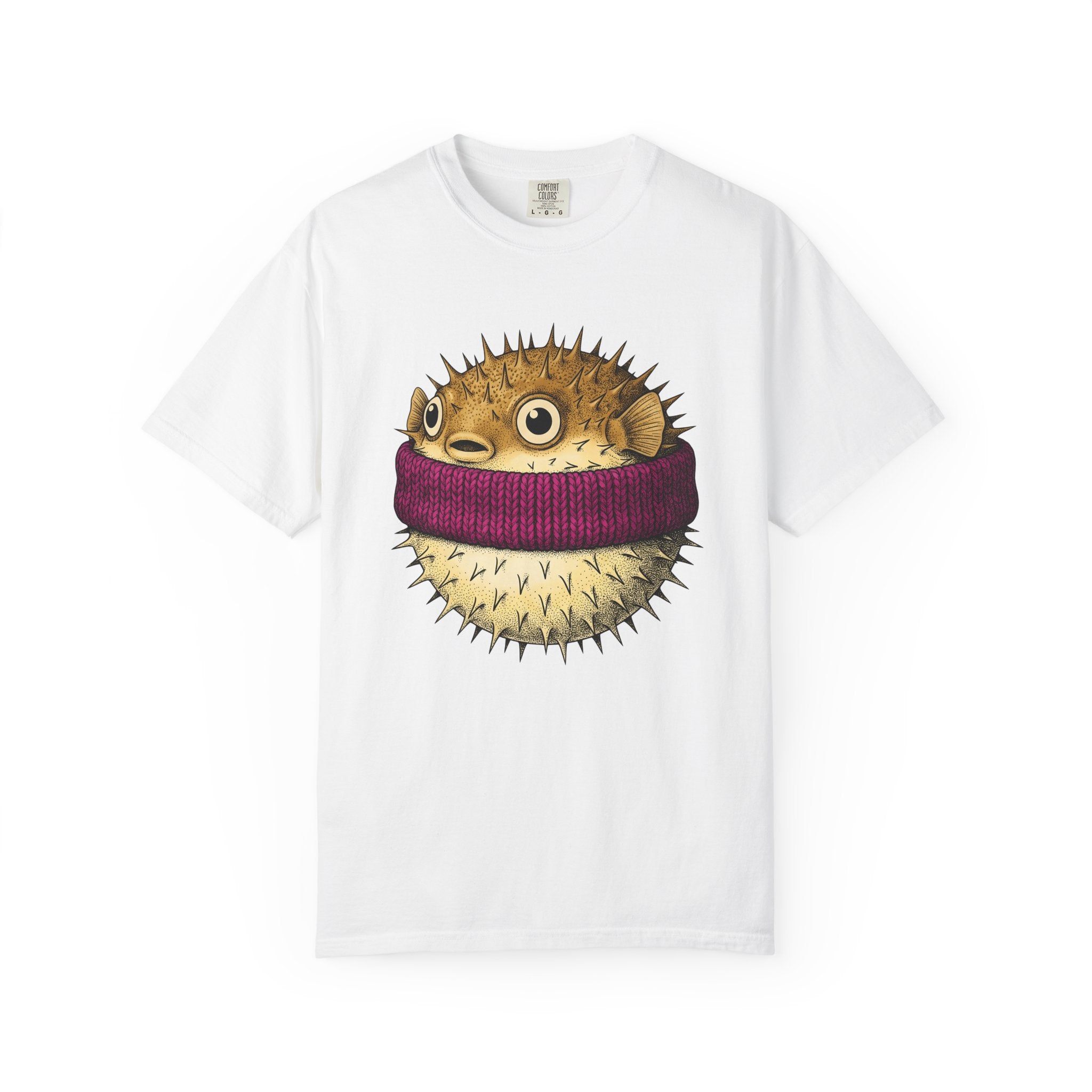 Blowfish Pullover Shirt Animals Marine Gift Women Line Art Tee Pufferfish T-Shirt Wildlife Fan Animal Graphic Illustration Oceanic Design