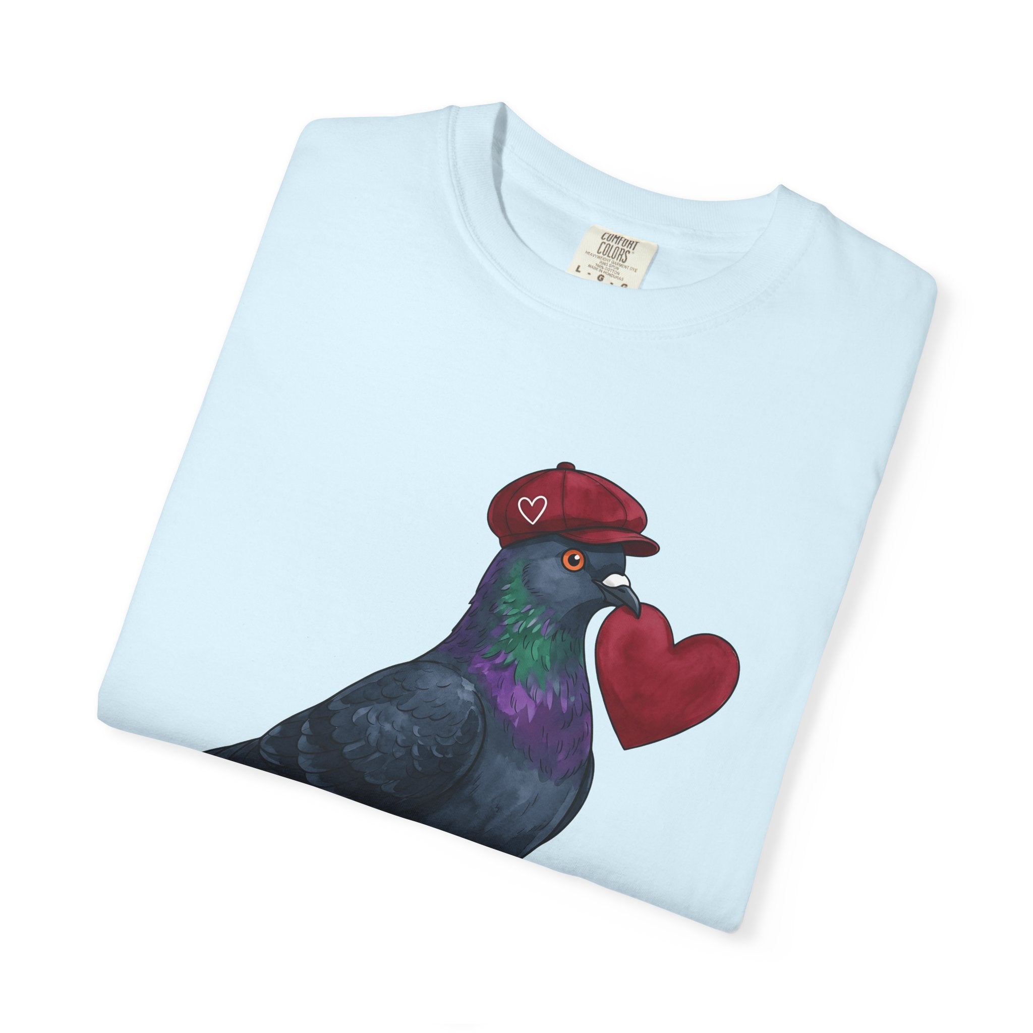 Pigeon Heart Shirt St. Valentines Day Love Gift Women Cartoon Tee Dove T-Shirt Valentine Fan Comic Tshirt Romance Graphic Watercolor Cap