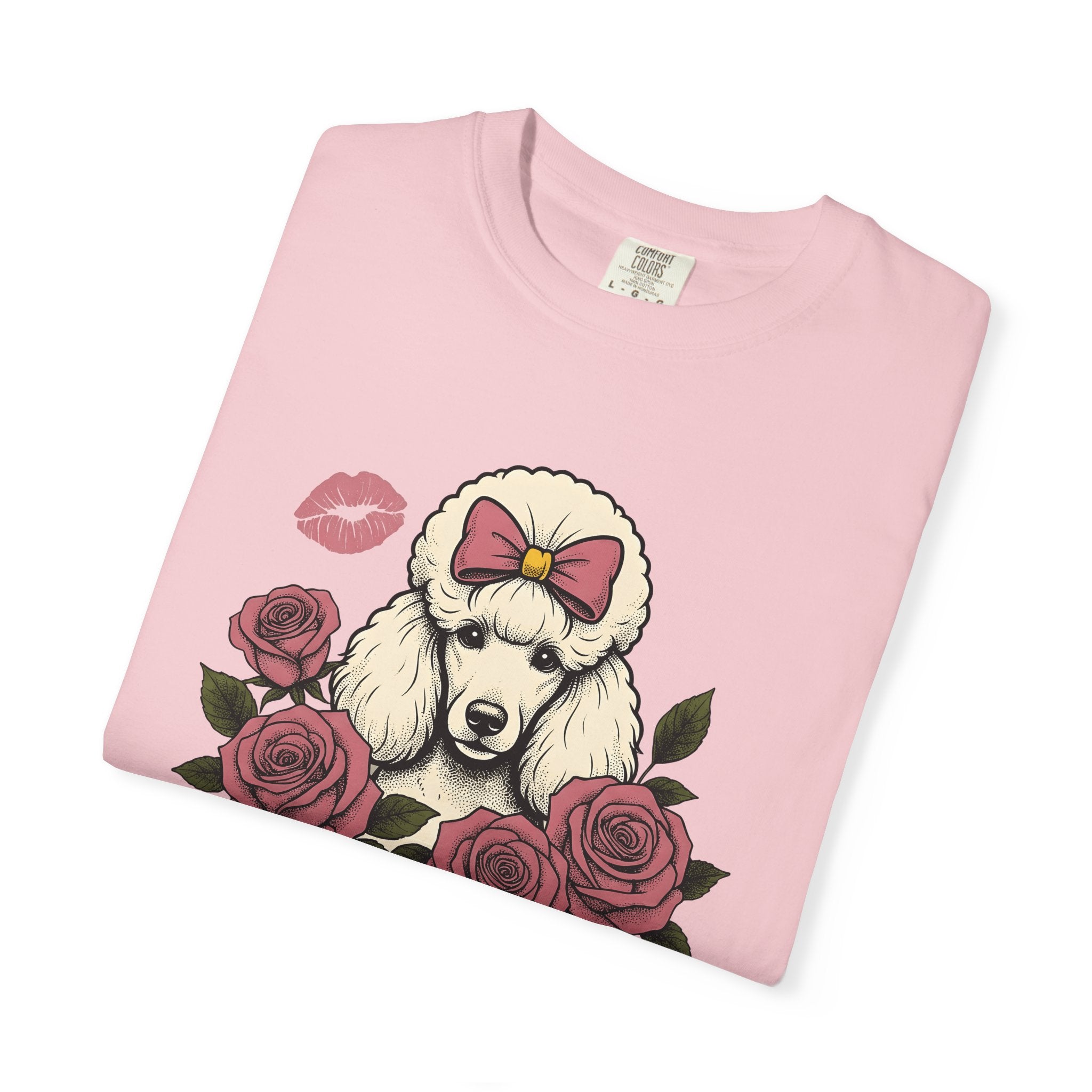 Poodle Puppy Shirt Dog Botanical Gift Women Retro Tee Puppy T-Shirt Dog Fan Canine Tshirt Floral Graphic Illustration Sketch Flowers Tshirt