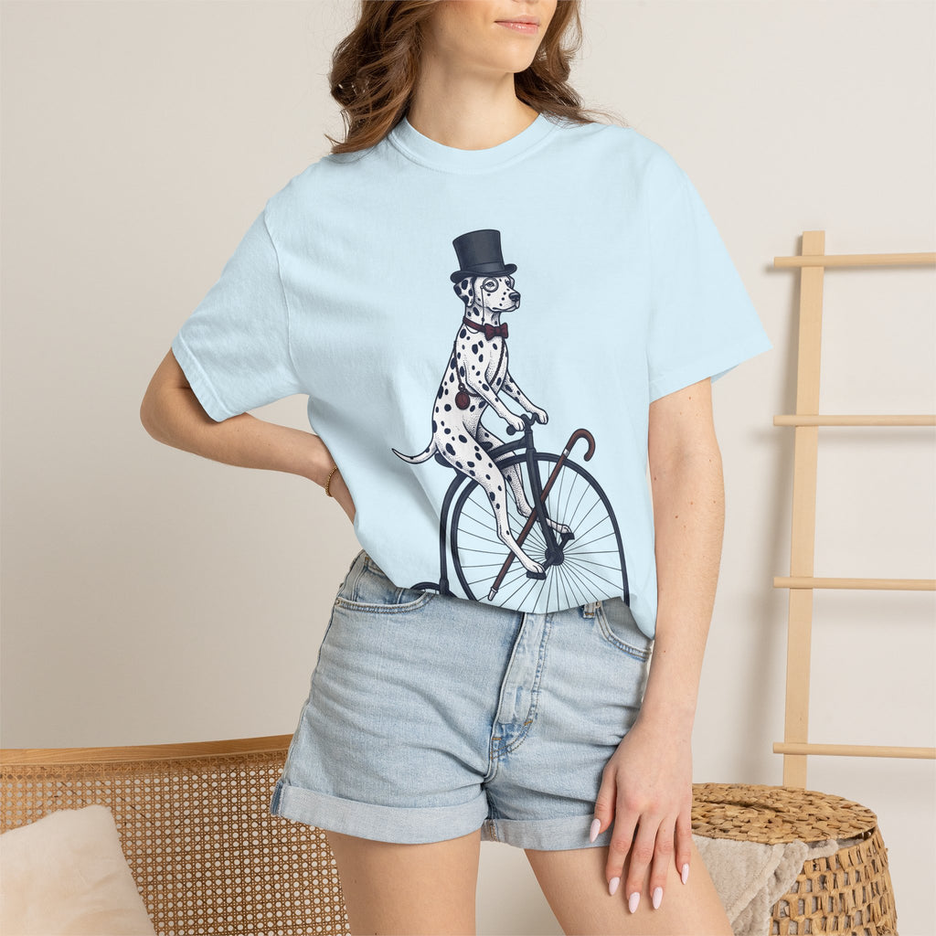 Dalmatian Bike Shirt Dog Cosplay Gift Women Retro Tee Dalmatian Bike T-Shirt Dog Fan Vintage Tshirt Cosplay Graphic Sketch Cylinder Hat