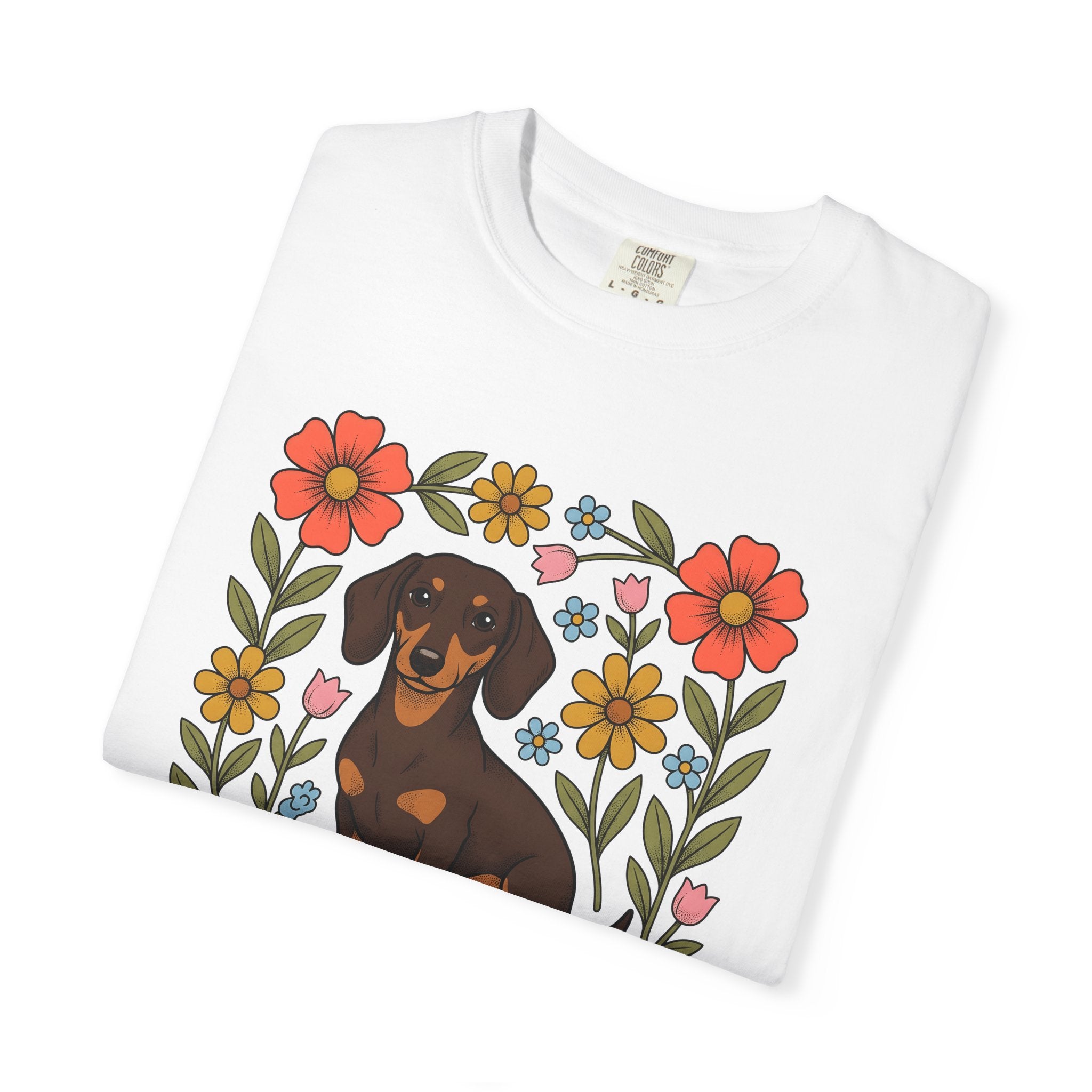 Dachshund Hound Shirt Dog Garden Gift Women Ethnic Tee Wiener Dog T-Shirt Dog Fan Tribal Tshirt Yard Graphic Antique Garland Frame Tshirt