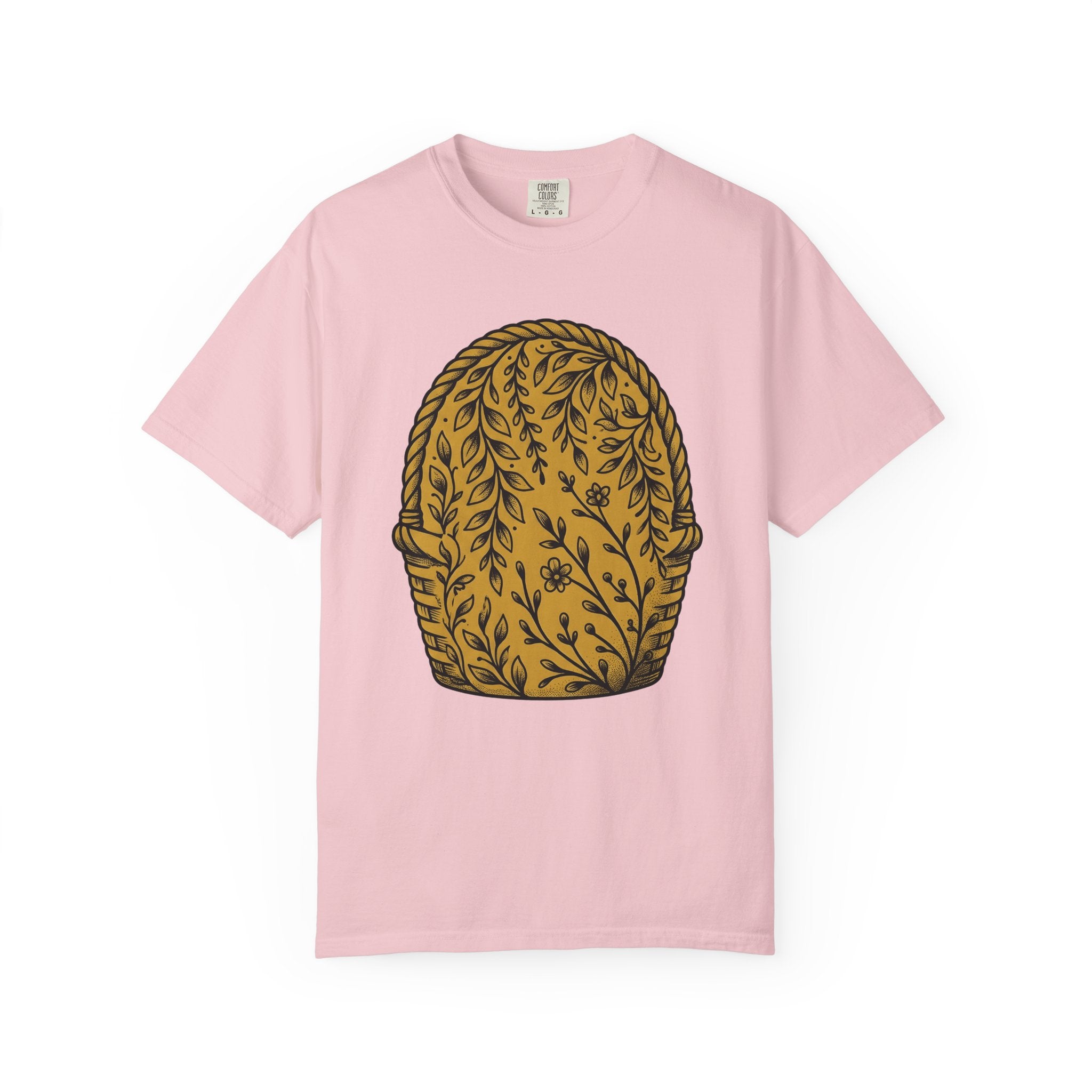 Basket Graphic Shirt Easter Spring Gift Women Botanical Tee Hamper T-Shirt Easter Fan Floral Illustration Graphic Hand Drawn Floral Tshirt