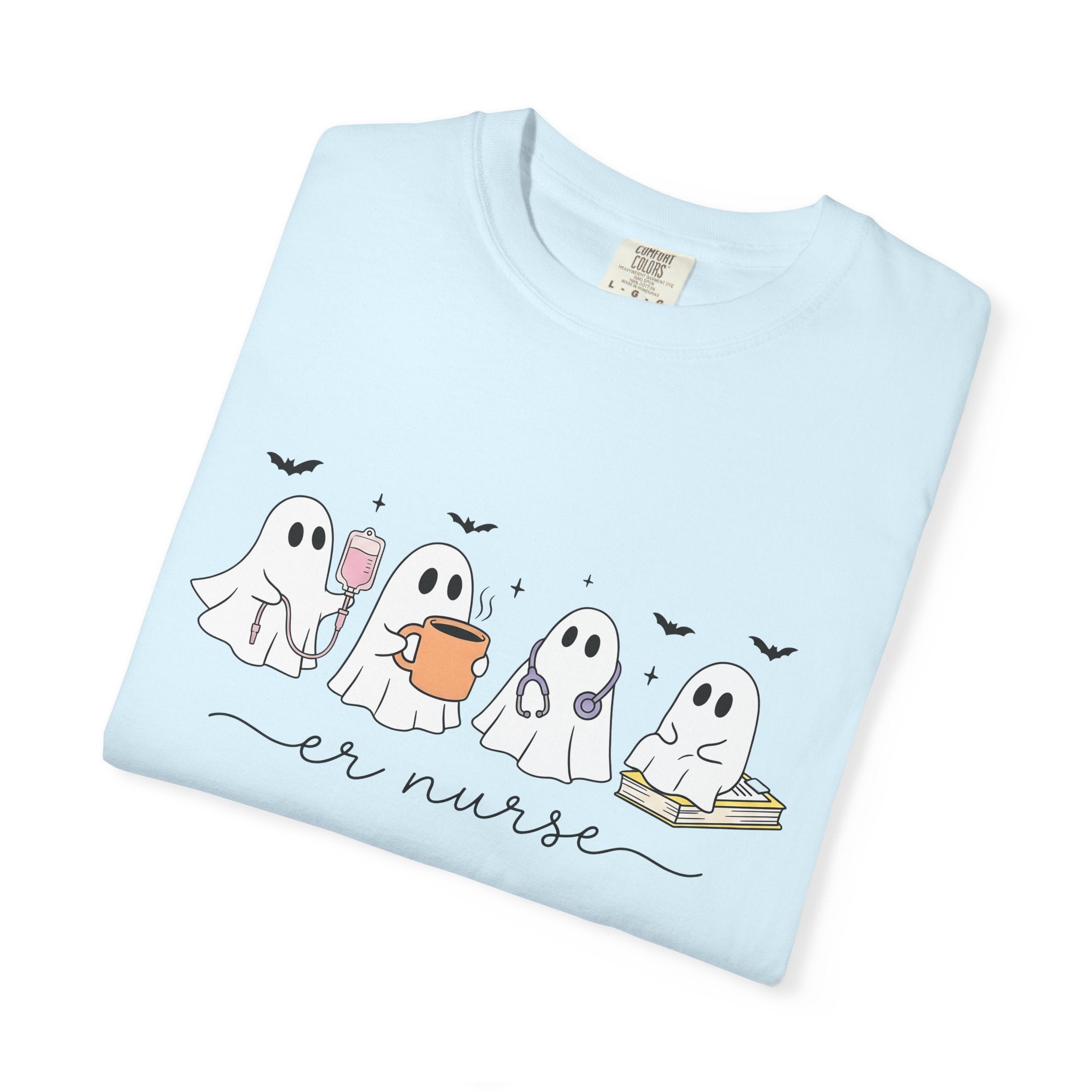 Ghost Nurse Shirt Nurse Halloween Gift Women Cute Tee Specter T-Shirt Nursing Enthusiast Spooky Graphic Tshirt Cartoon Coffee Mug Tshirt