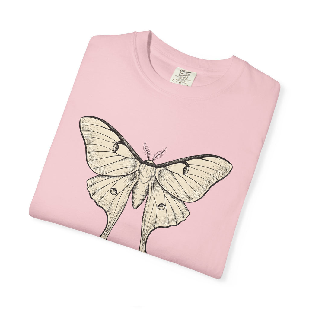 Luna Insect Shirt Moth Plants Gift Women Drawing Tee Moth T-Shirt Moth Fan Illustrated Graphic Tshirt Hand Drawn Insect Wings Tshirt
