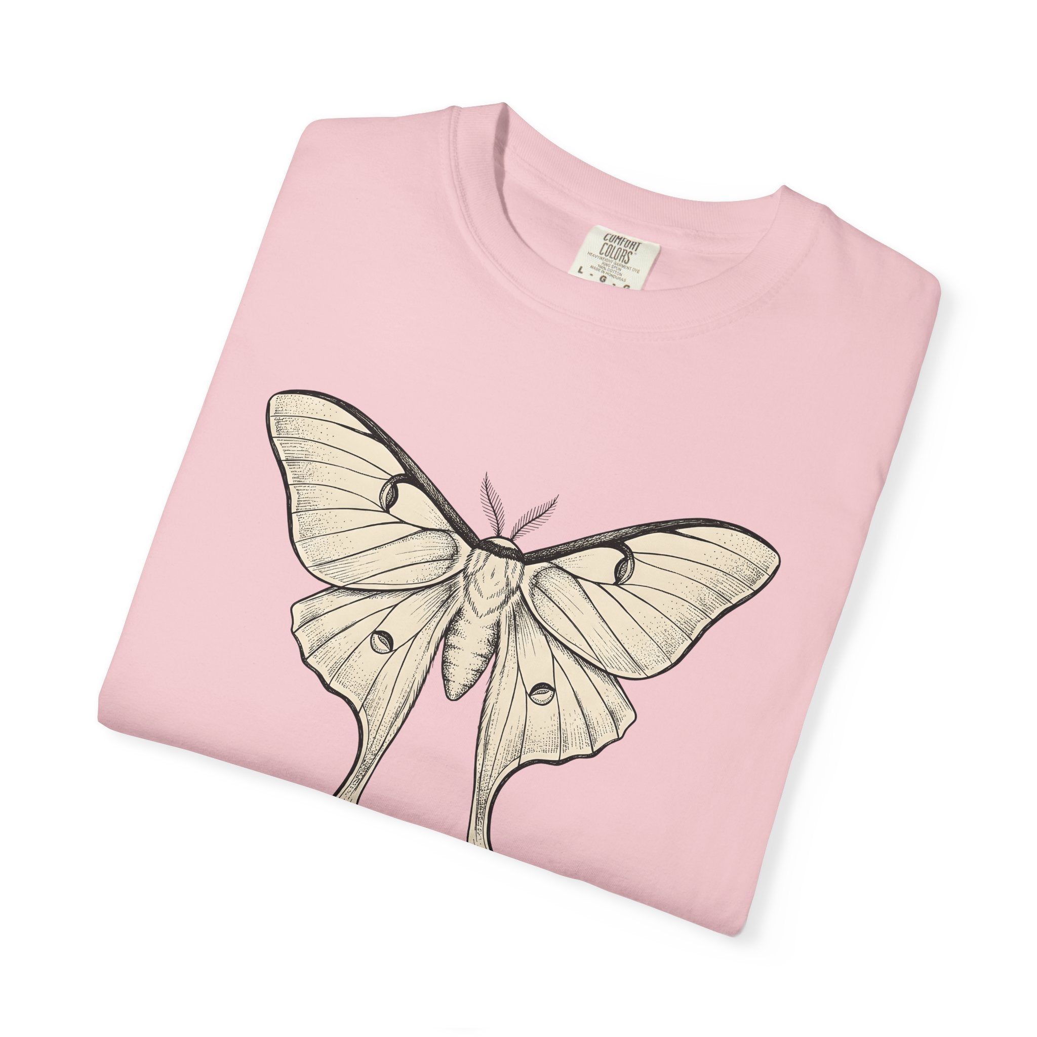 Luna Insect Shirt Moth Plants Gift Women Drawing Tee Moth T-Shirt Moth Fan Illustrated Graphic Tshirt Hand Drawn Insect Wings Tshirt